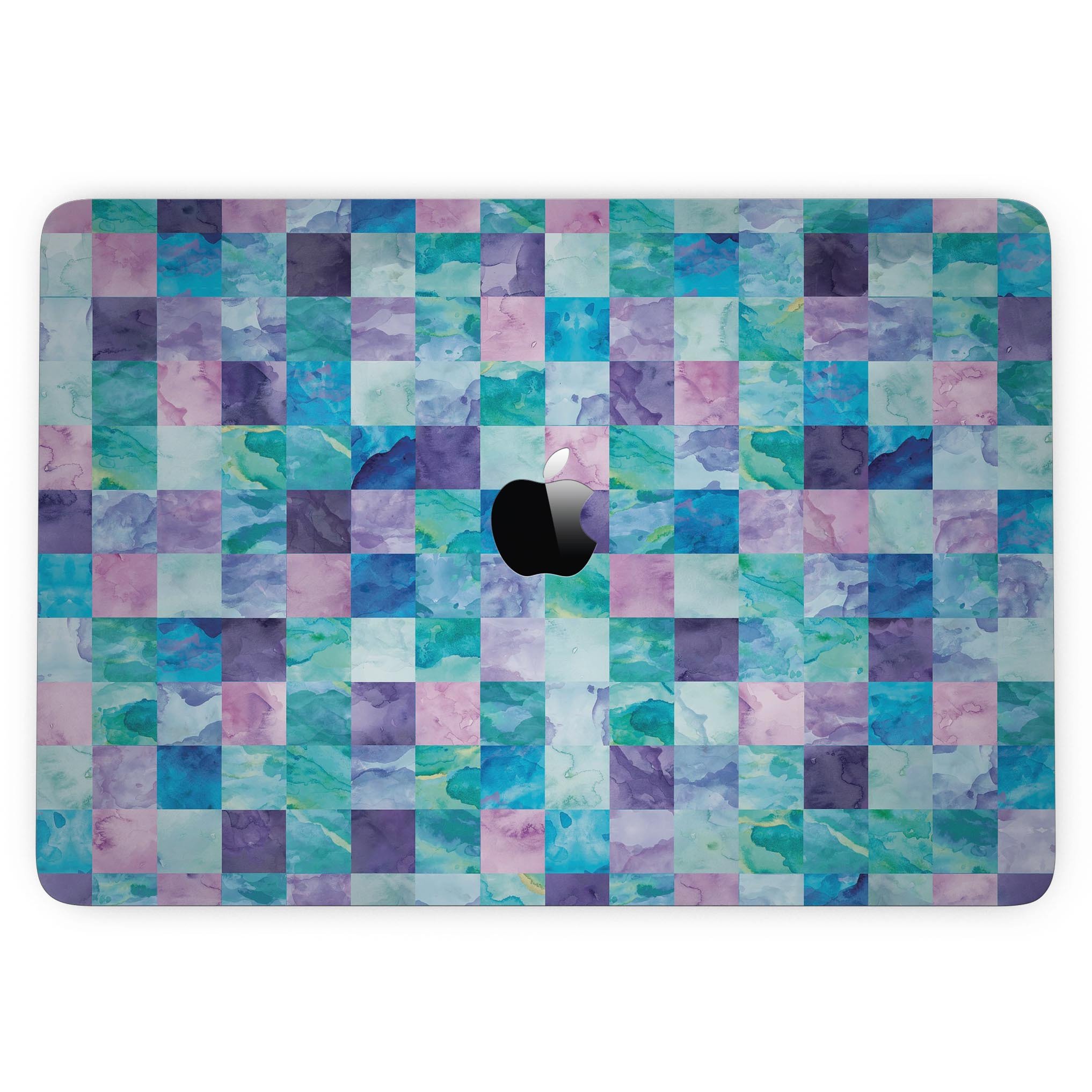 Colorful Blue Pink and Purple Watercolor Patchwork skin for 13" MacBook Pro, showcasing vibrant hues and a stylish design.