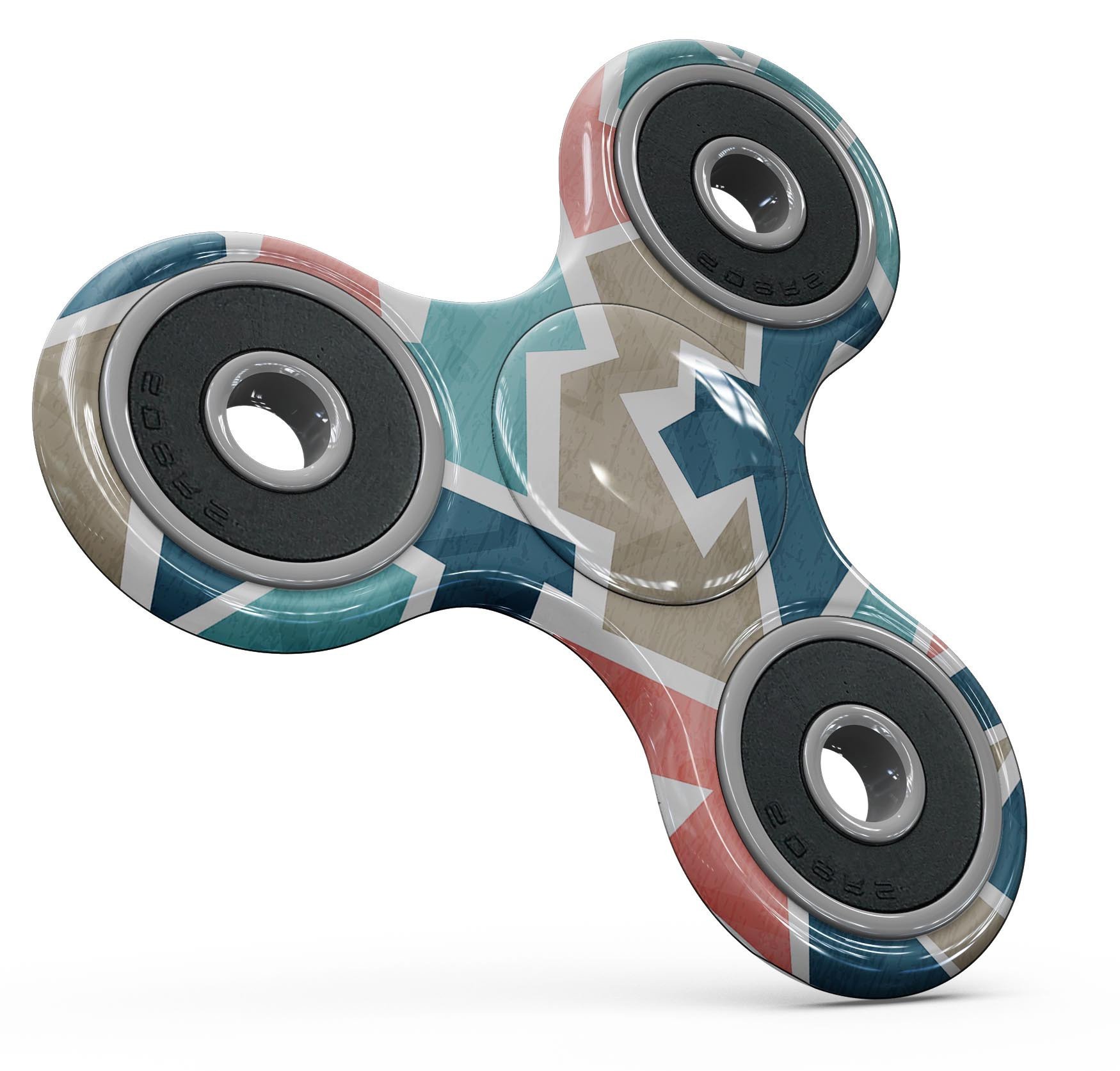 Blue, Pink, and Tan Full-Body Skin-Kit for fidget spinner, showcasing vibrant colors and premium vinyl material.