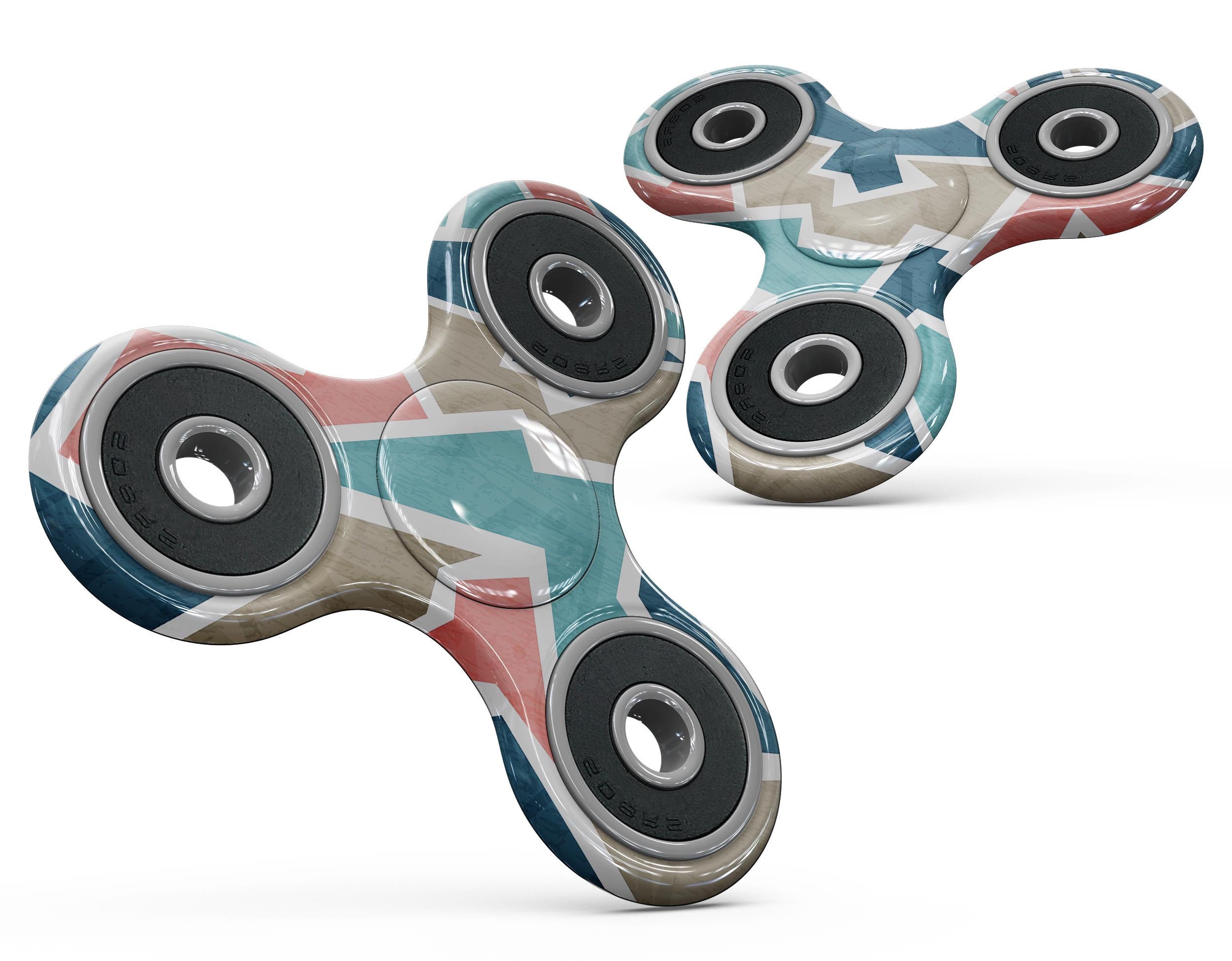 Blue, Pink, and Tan Full-Body Skin-Kit for fidget spinner, showcasing vibrant colors and premium vinyl material.