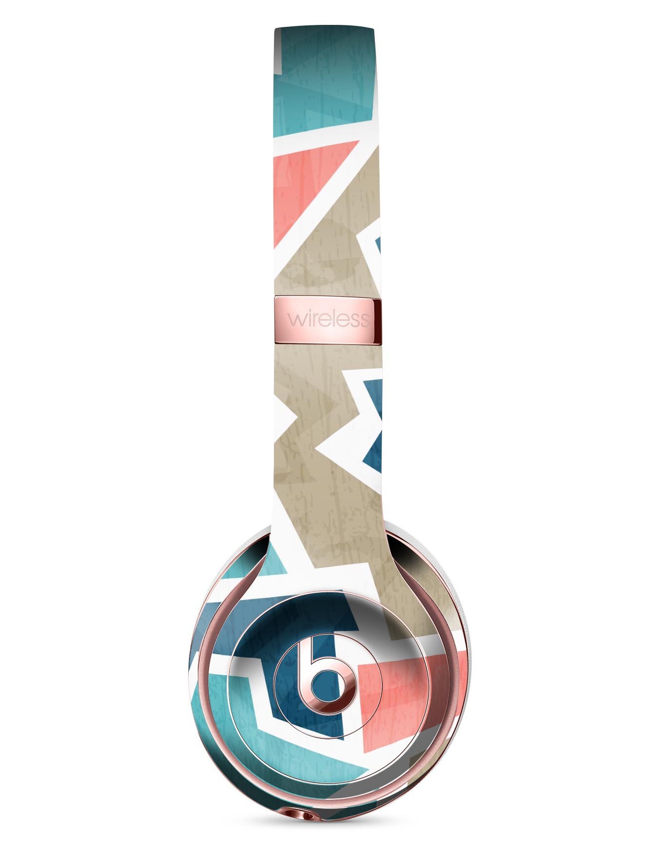 Blue, Pink, and Tan Sections Full-Body Skin Kit for Beats by Dre Solo 3 Wireless Headphones, showcasing vibrant colors and precision-cut design.