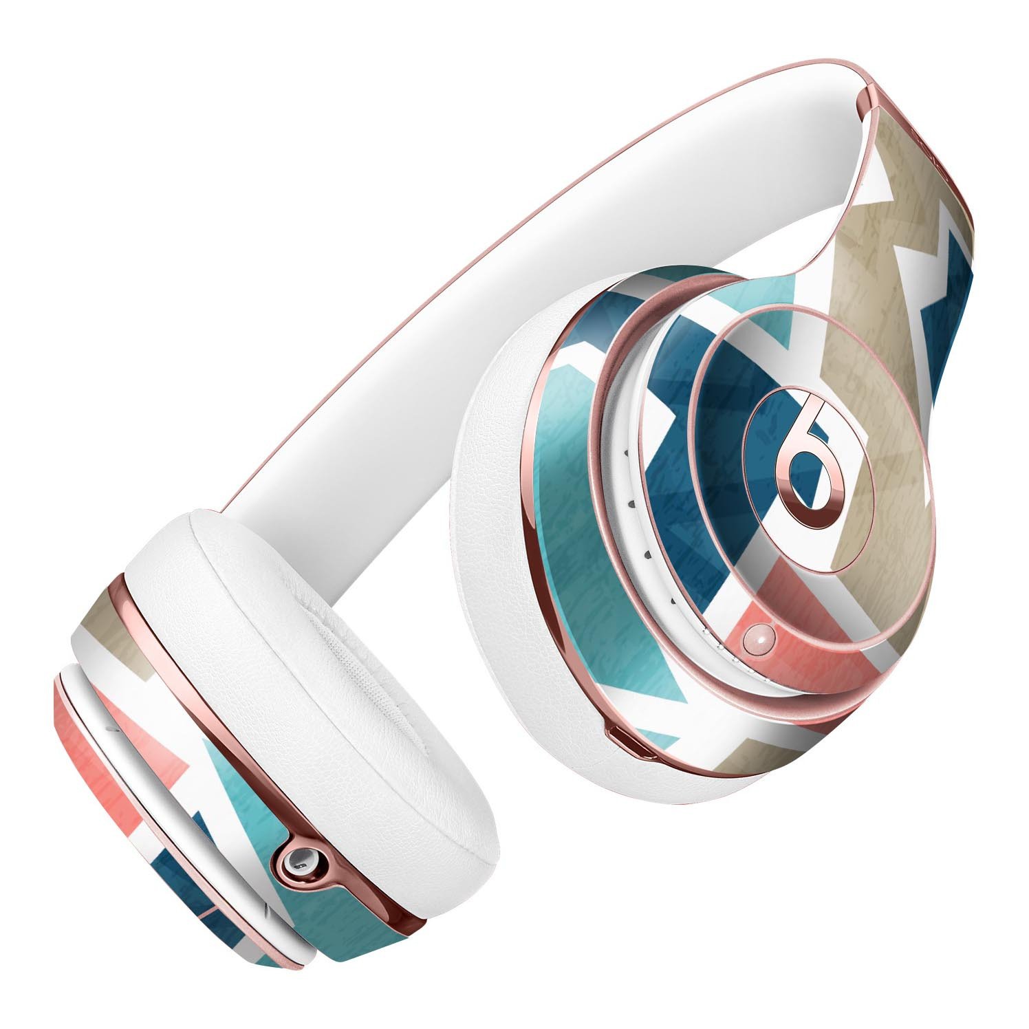 Blue, Pink, and Tan Sections Full-Body Skin Kit for Beats by Dre Solo 3 Wireless Headphones, showcasing vibrant colors and precision-cut design.