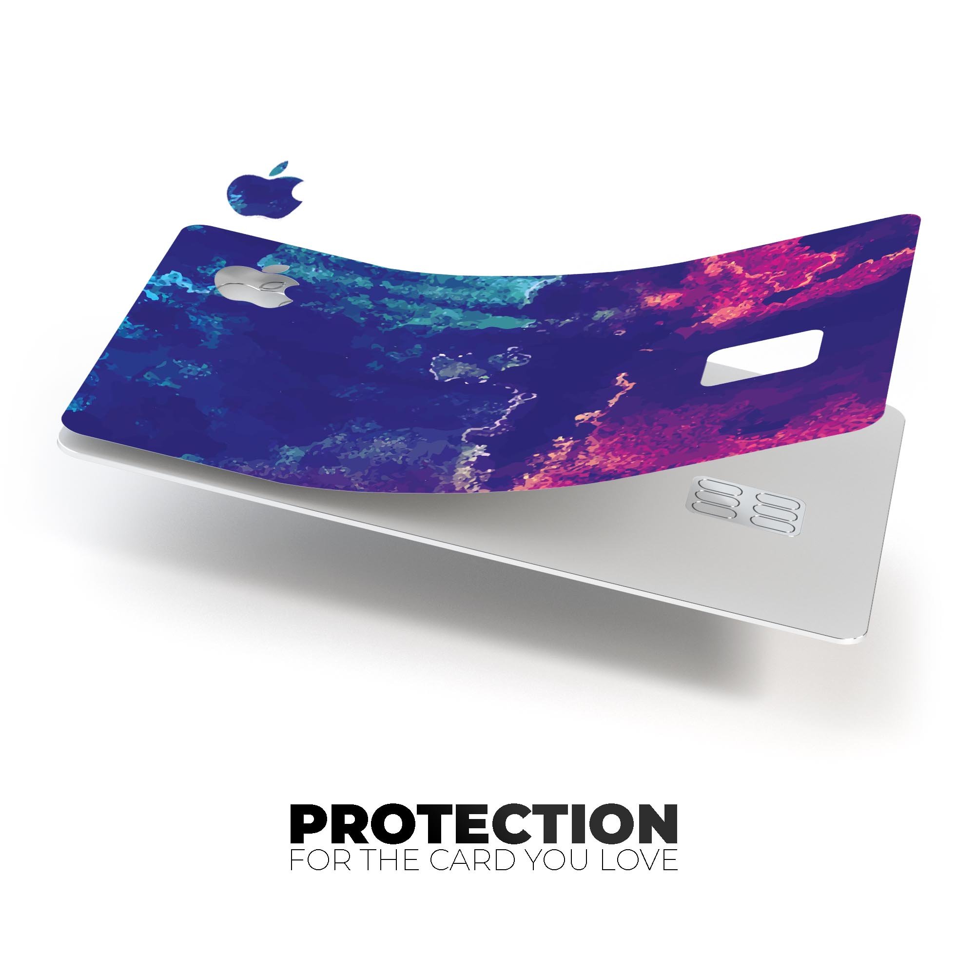 Blue and purple grunge decal skin for Apple Card, showcasing vibrant colors and stylish design.