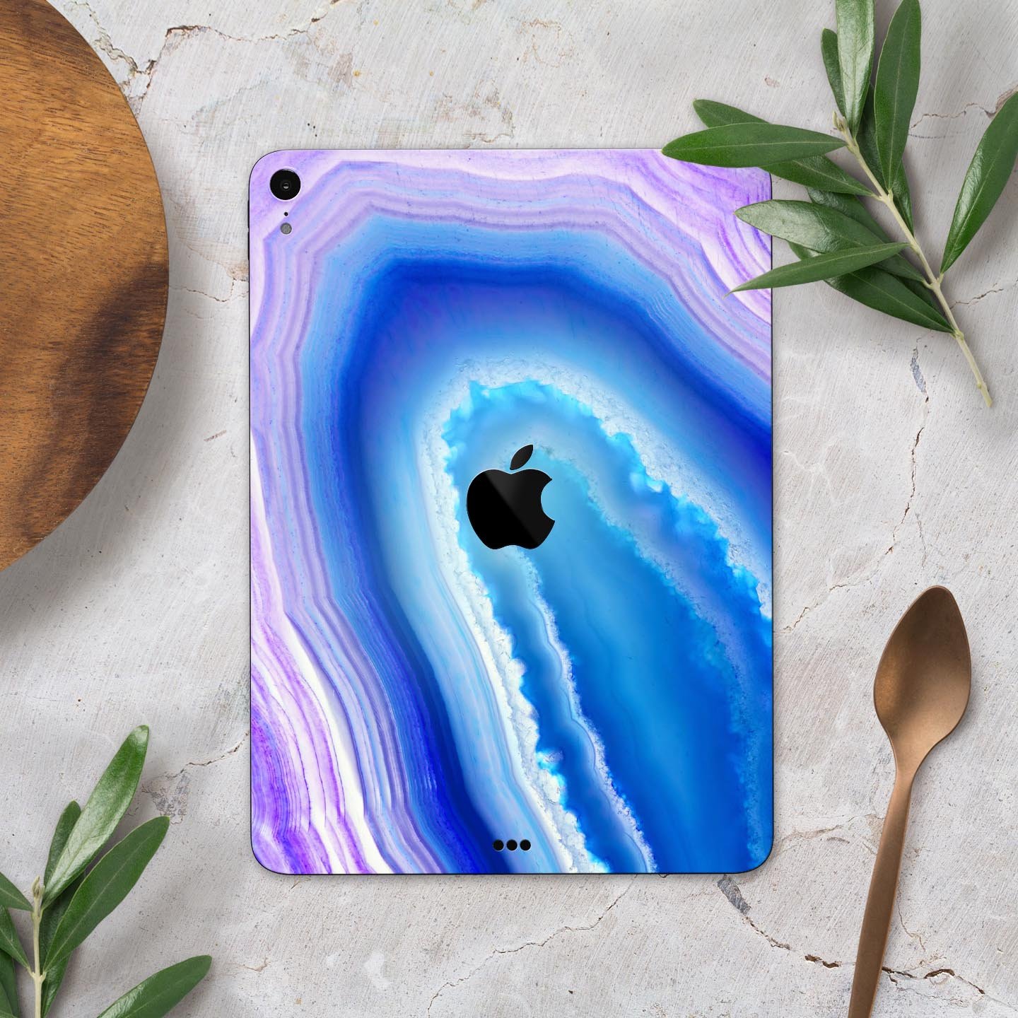 Blue and purple hue agate skin decal for Apple iPad Pro, showcasing vibrant colors and a sleek design.