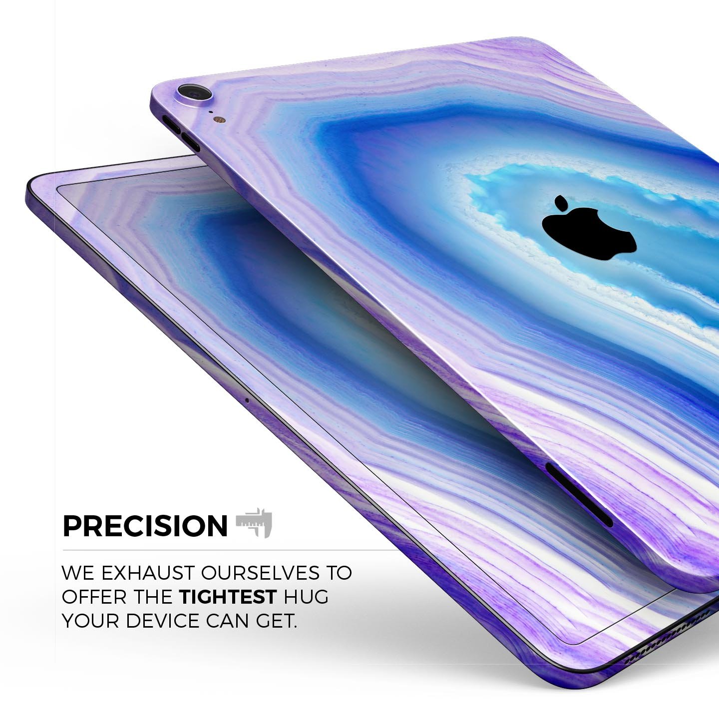 Blue and purple hue agate skin decal for Apple iPad Pro, showcasing vibrant colors and a sleek design.