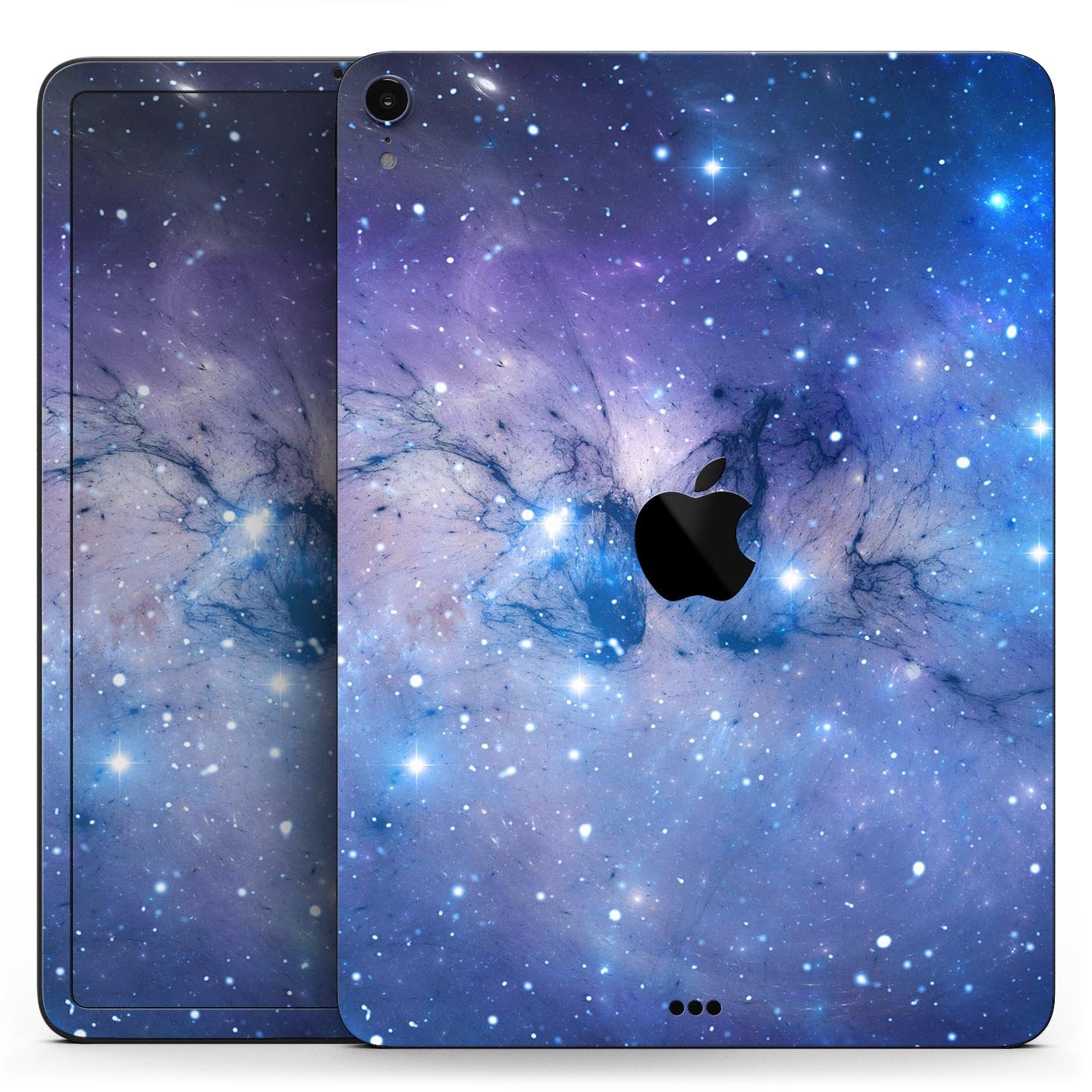 Blue and purple mixed universe design skin decal for Apple iPad, showcasing vibrant colors and a sleek finish.