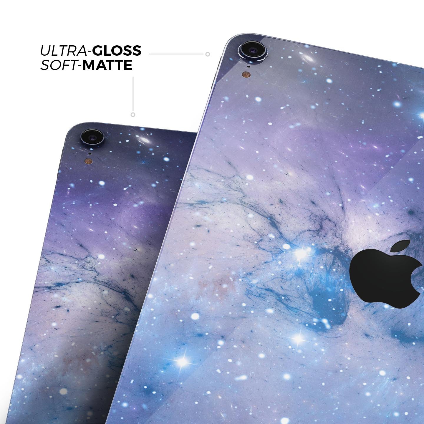 Blue and purple mixed universe design skin decal for Apple iPad, showcasing vibrant colors and a sleek finish.