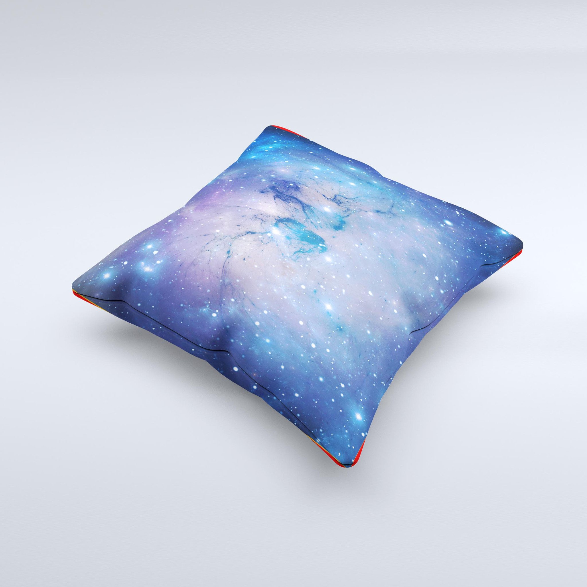 Blue Purple Mixed Universe Ink-Fuzed Decorative Throw Pillow showcasing vibrant colors and unique design, handcrafted in Virginia.