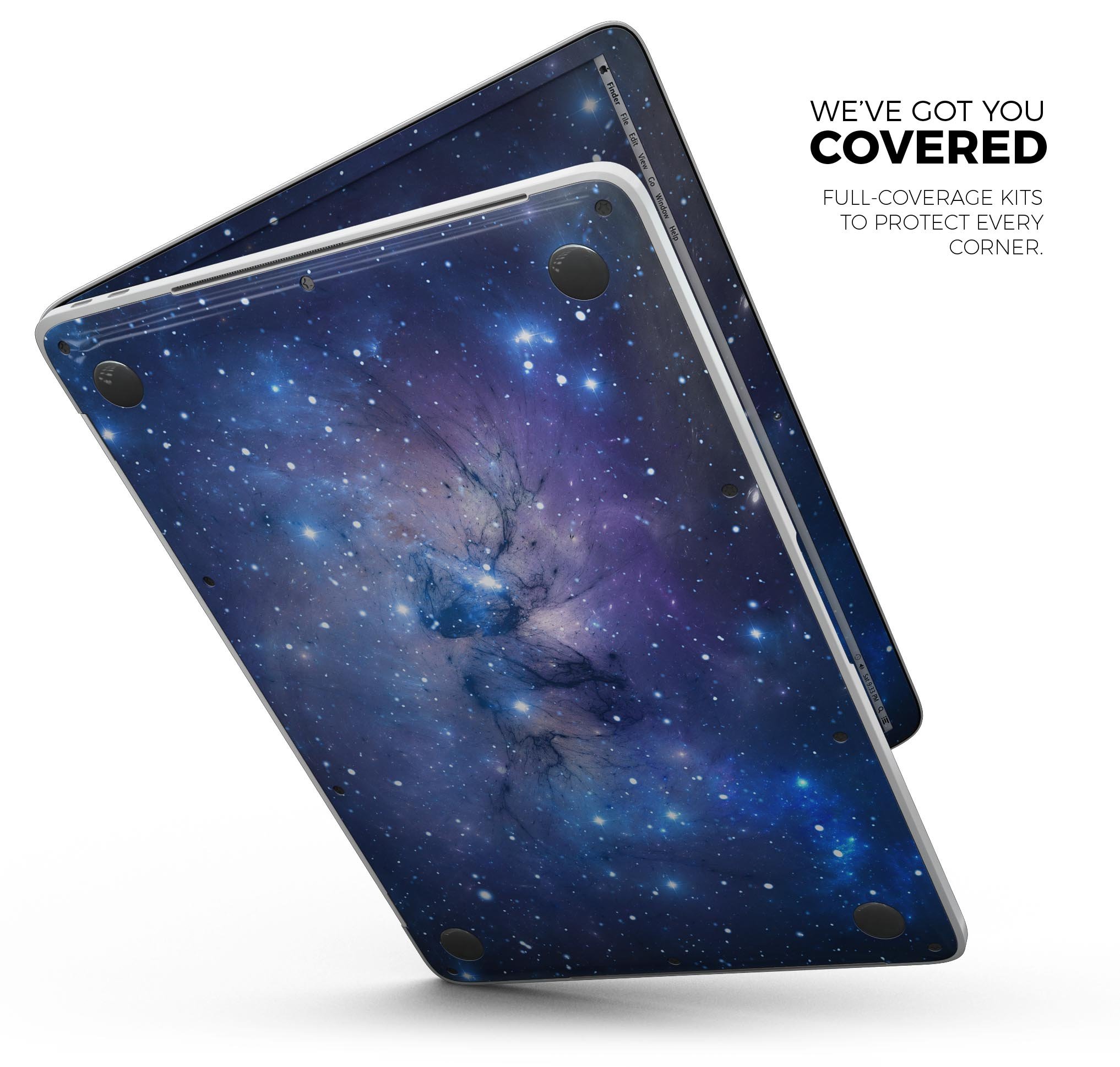 Blue and purple mixed universe skin decal wrap kit for Apple MacBook, showcasing vibrant colors and a sleek design.