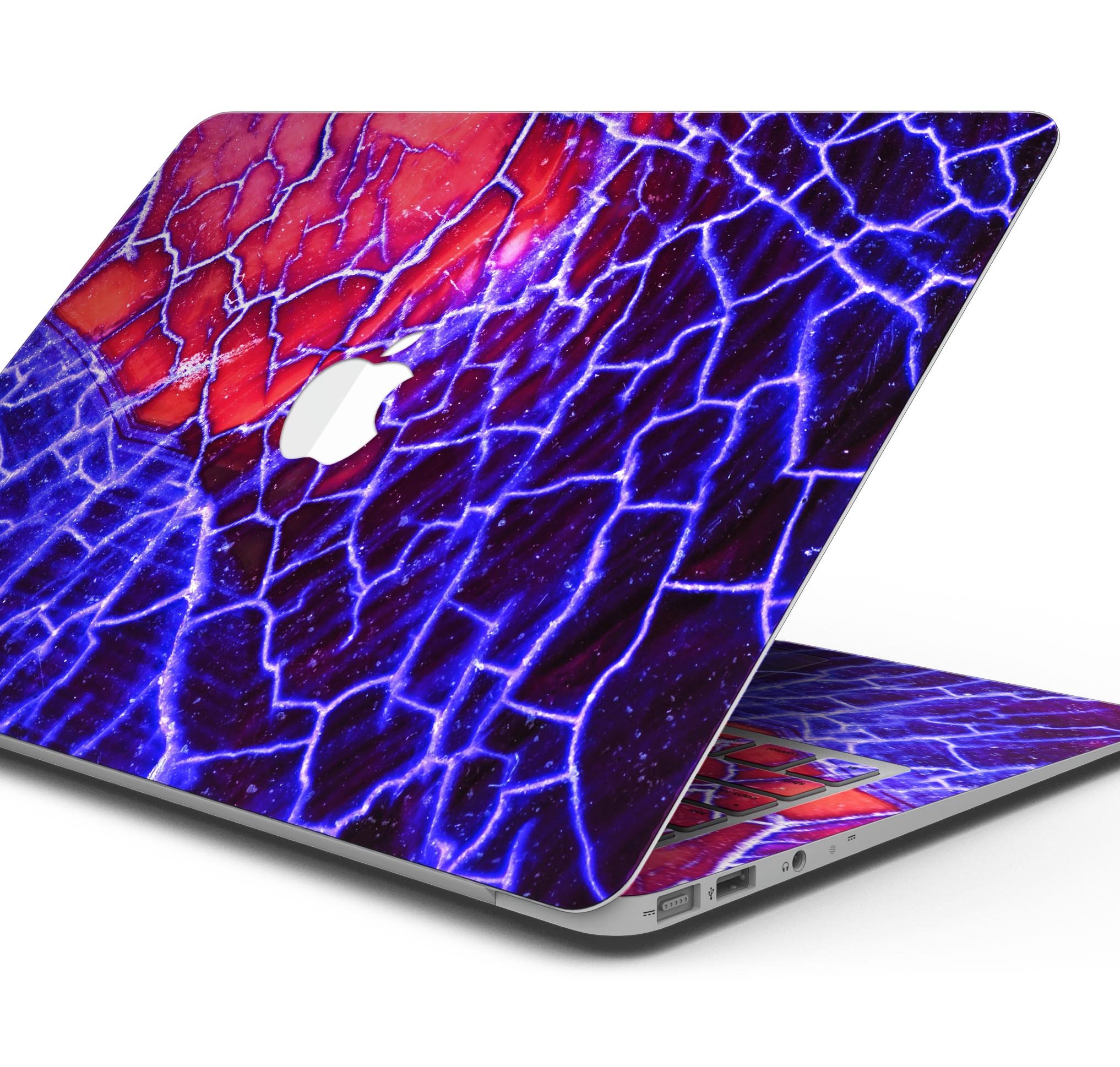 Blue Red Dragon Vein Agate skin decal wrap kit for MacBook, showcasing vibrant colors and a sleek design.