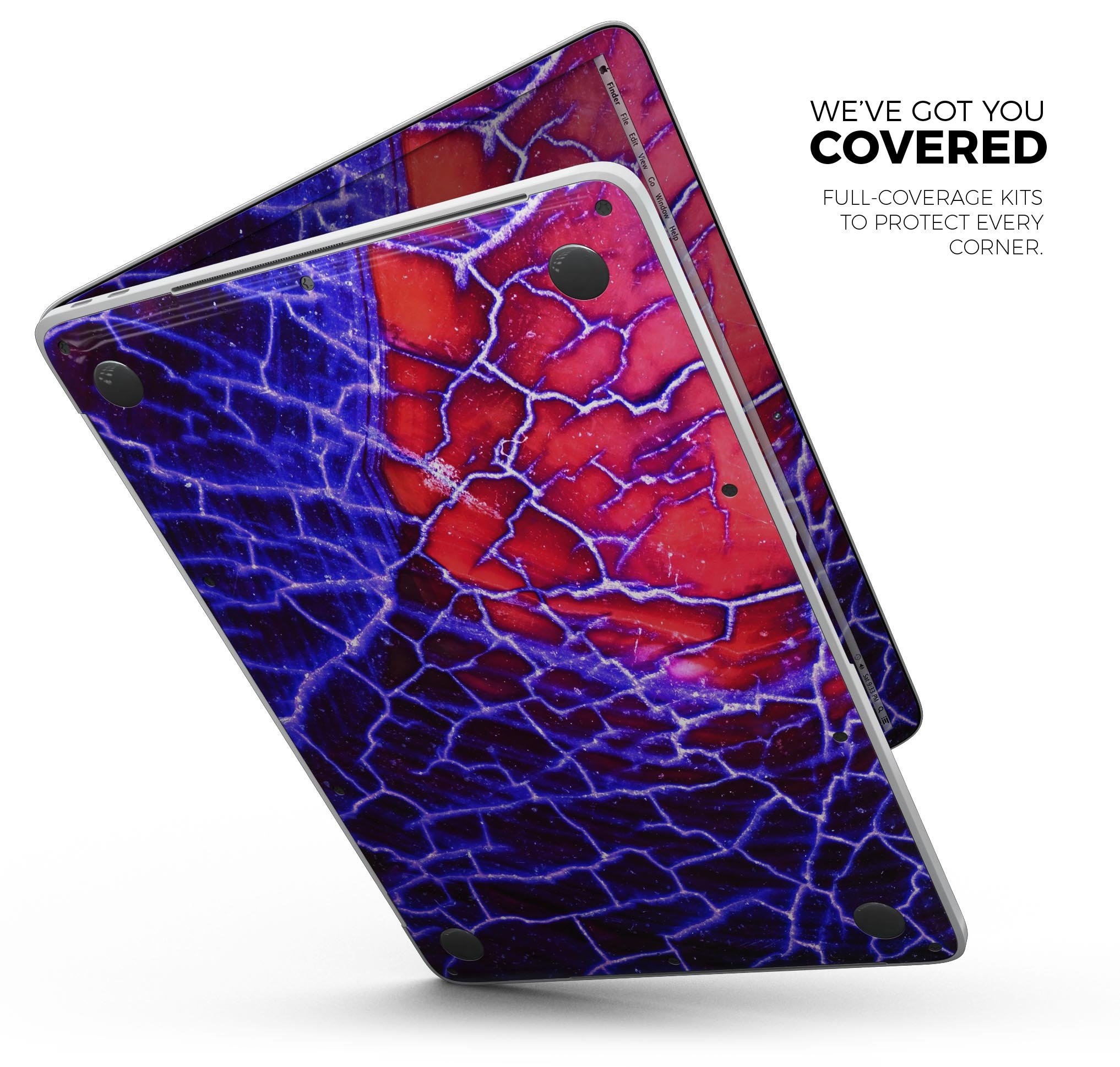 Blue Red Dragon Vein Agate skin decal wrap kit for MacBook, showcasing vibrant colors and a sleek design.