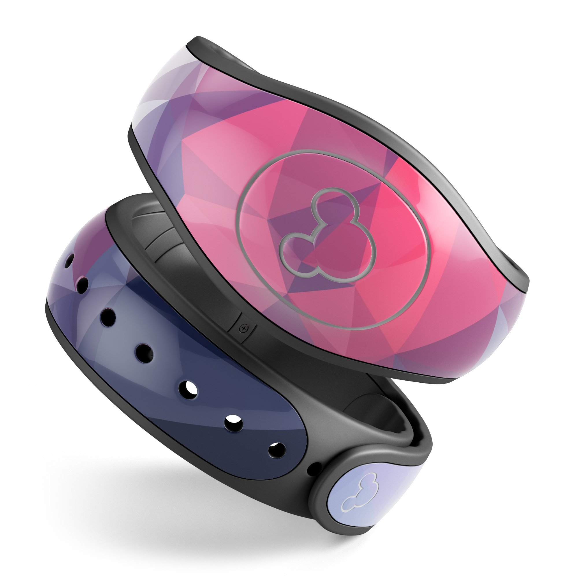 Blue Red Purple Geometric Decal Skin Wrap Kit for Disney Magic Band, showcasing vibrant geometric patterns.