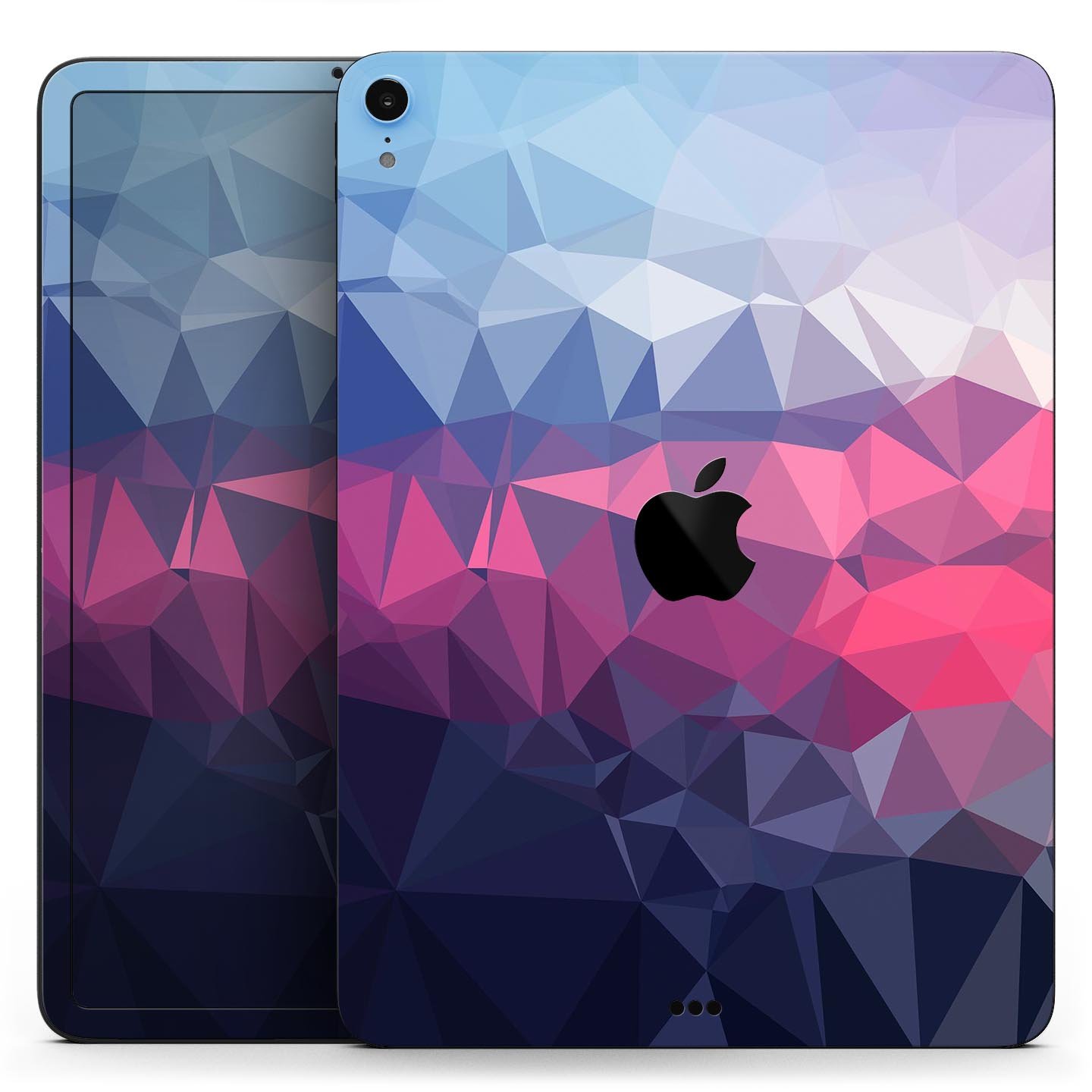 Blue Red Purple Geometric Full Body Skin Decal for Apple iPad, showcasing vibrant colors and geometric patterns.