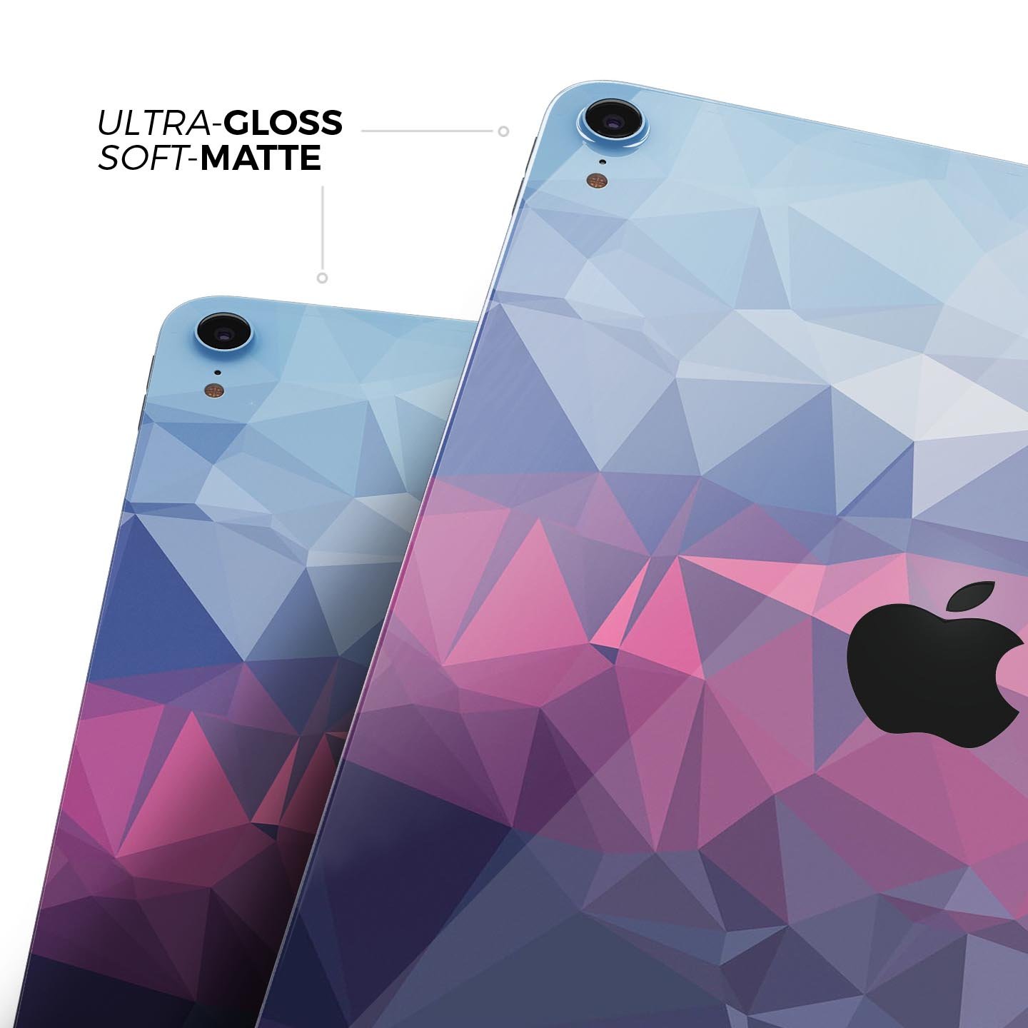 Blue Red Purple Geometric Full Body Skin Decal for Apple iPad, showcasing vibrant colors and geometric patterns.