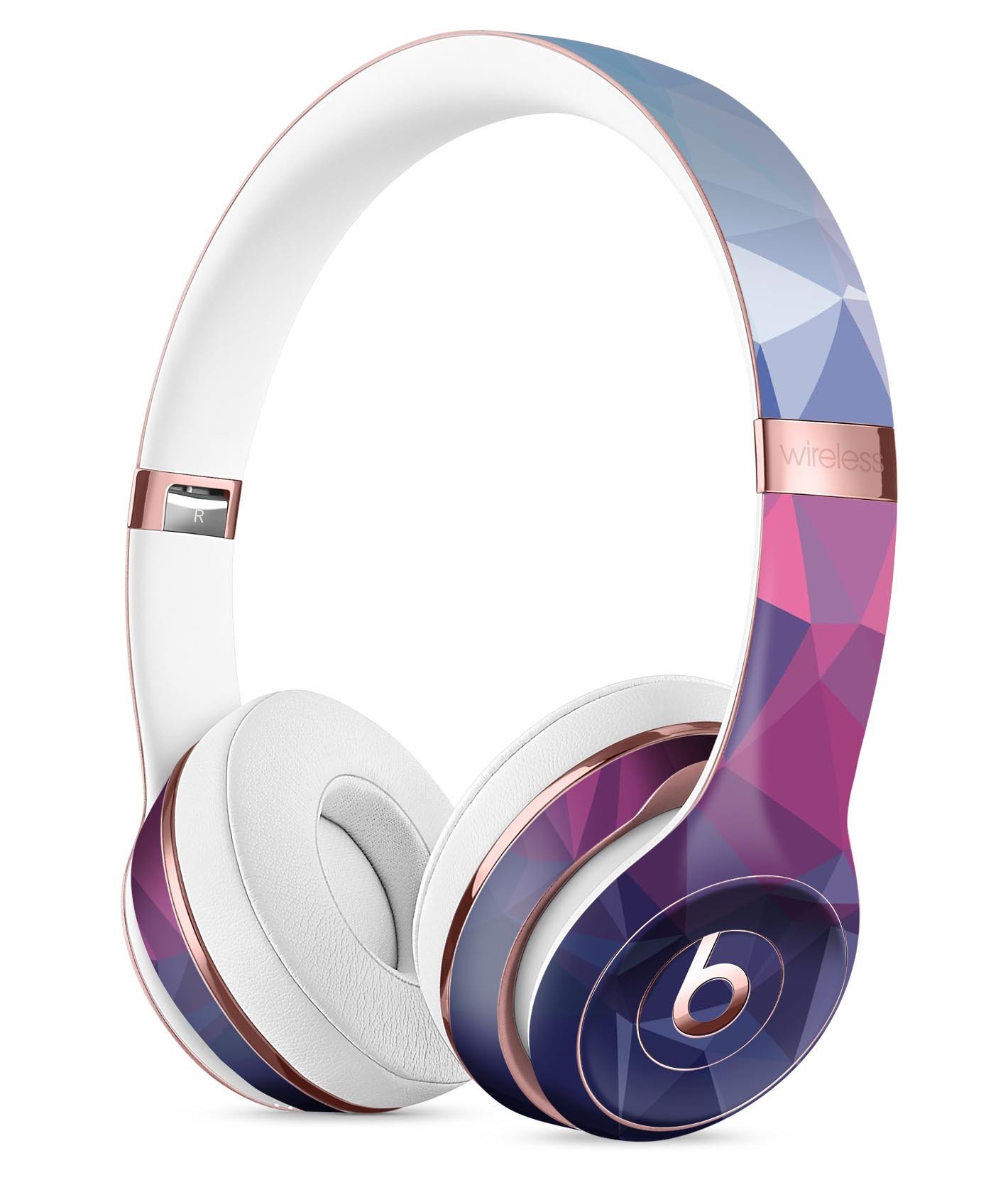 Blue Red Purple Geometric Full-Body Skin Kit for Beats by Dre Solo 3 Wireless Headphones, showcasing vibrant colors and sleek design.