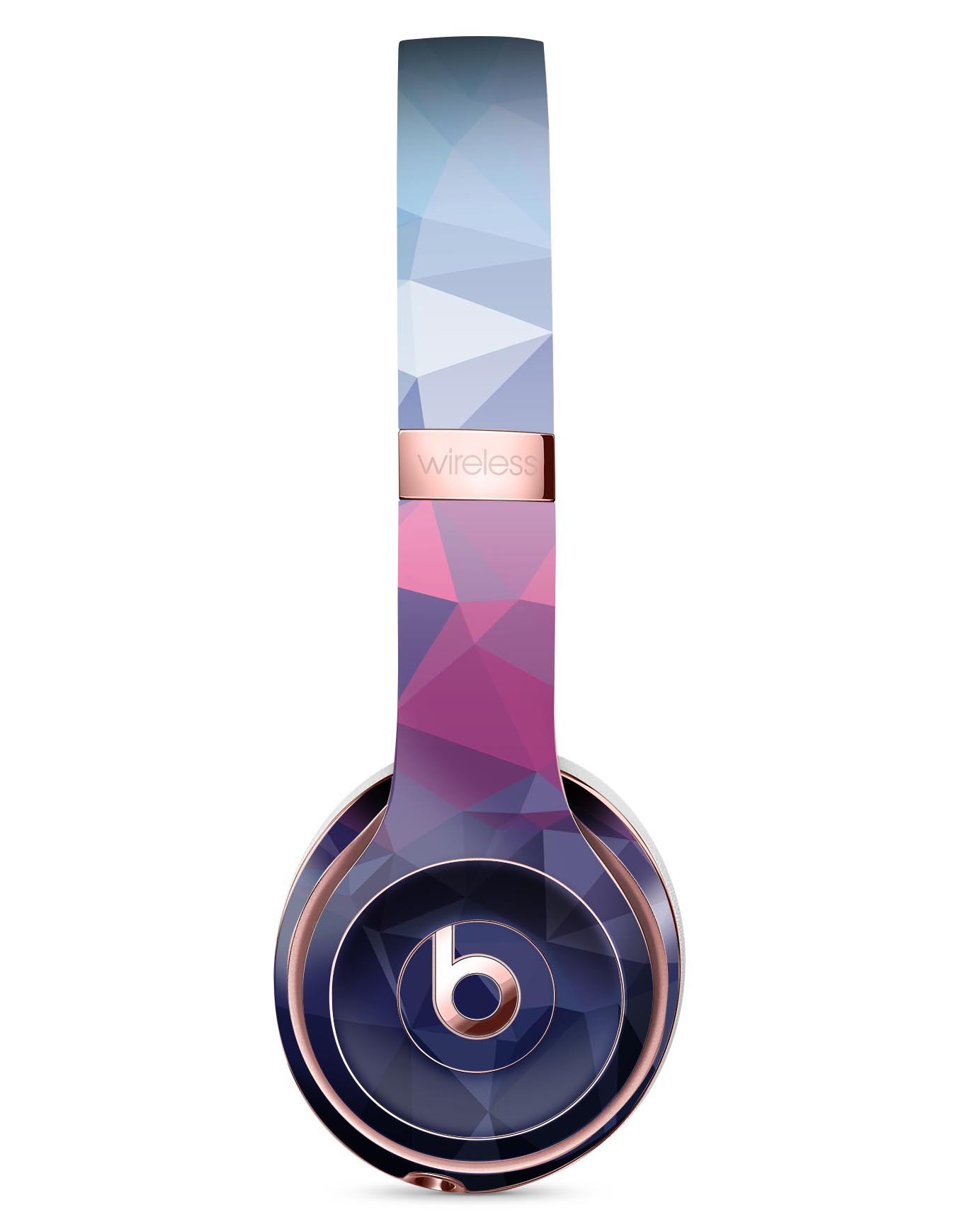 Blue Red Purple Geometric Full-Body Skin Kit for Beats by Dre Solo 3 Wireless Headphones, showcasing vibrant colors and sleek design.