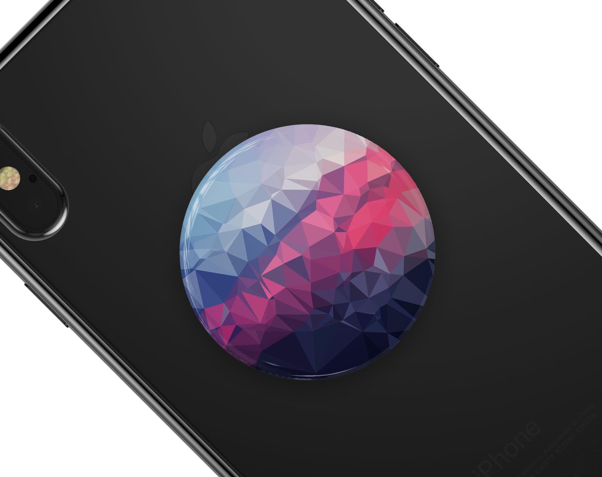 Blue Red Purple Geometric Skin Kit for PopSockets featuring vibrant geometric patterns on premium vinyl.