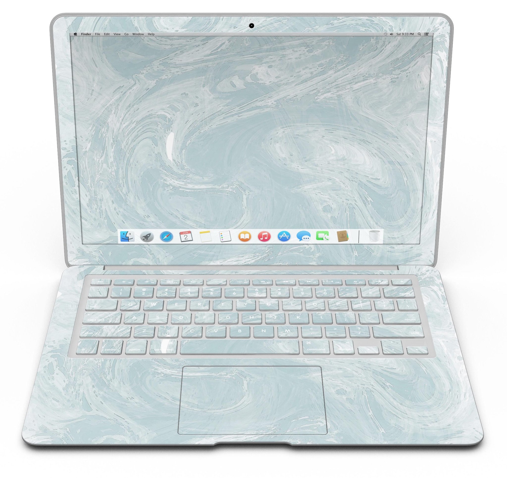 Blue Slate Marble Skin Kit for MacBook Air, showcasing a stylish marble design that protects the device from scratches.