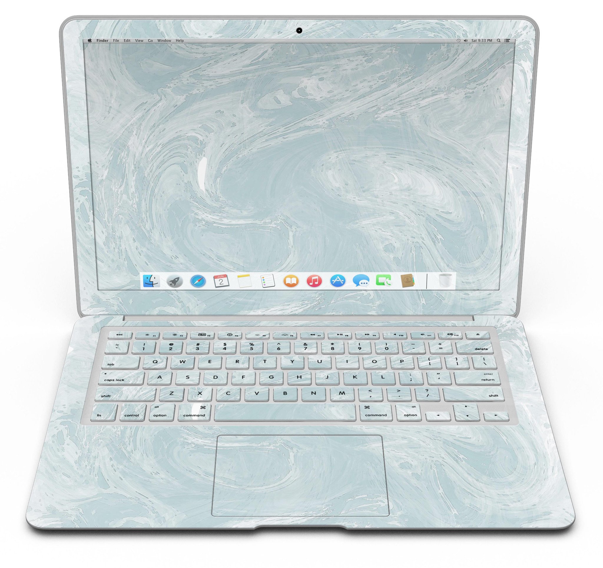 Blue Slate Marble Skin Kit for MacBook Air, showcasing a stylish marble design that protects the device from scratches.