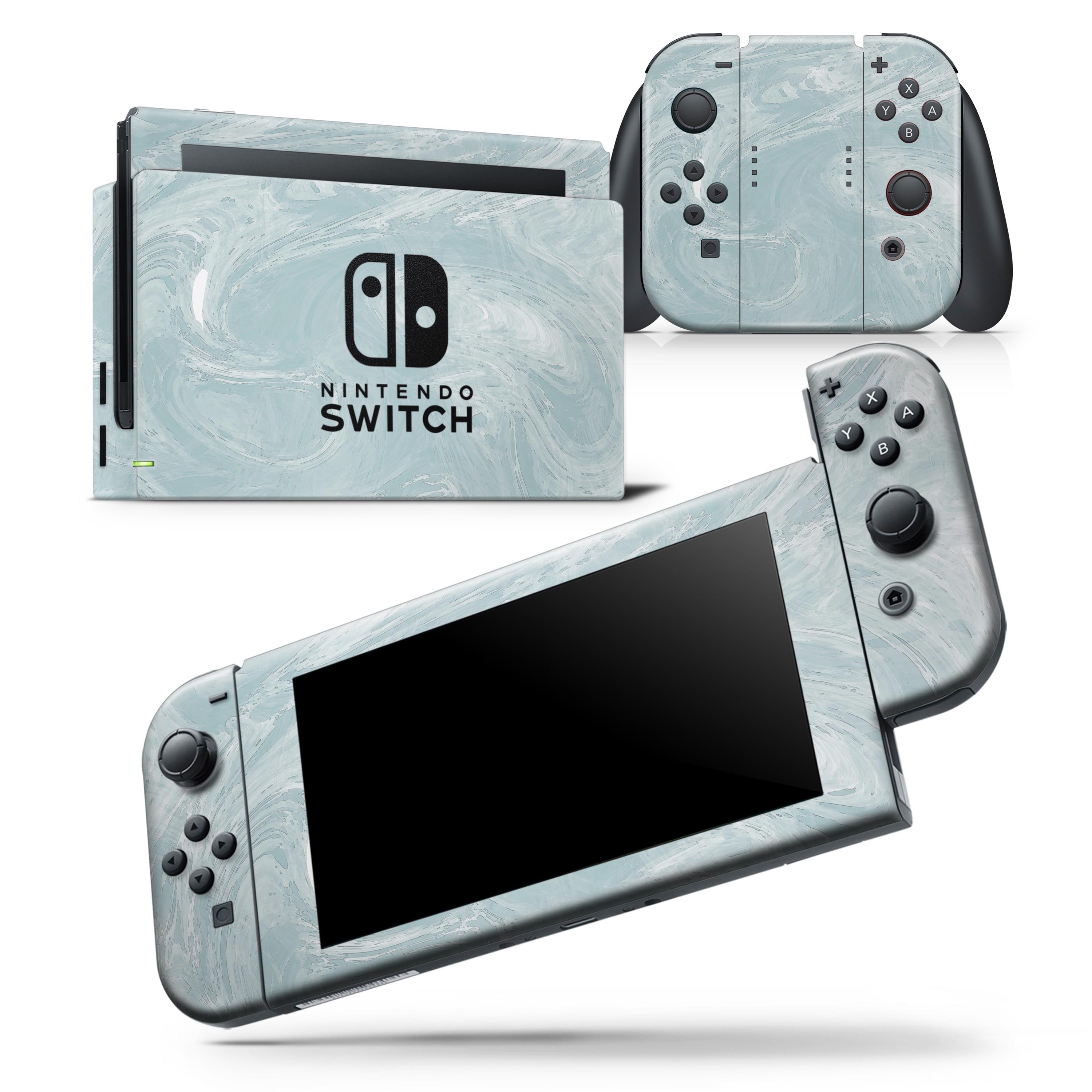 Blue Slate Marble Skin Wrap Decal for Nintendo Switch, showcasing a stylish design that fits the console and controllers perfectly.