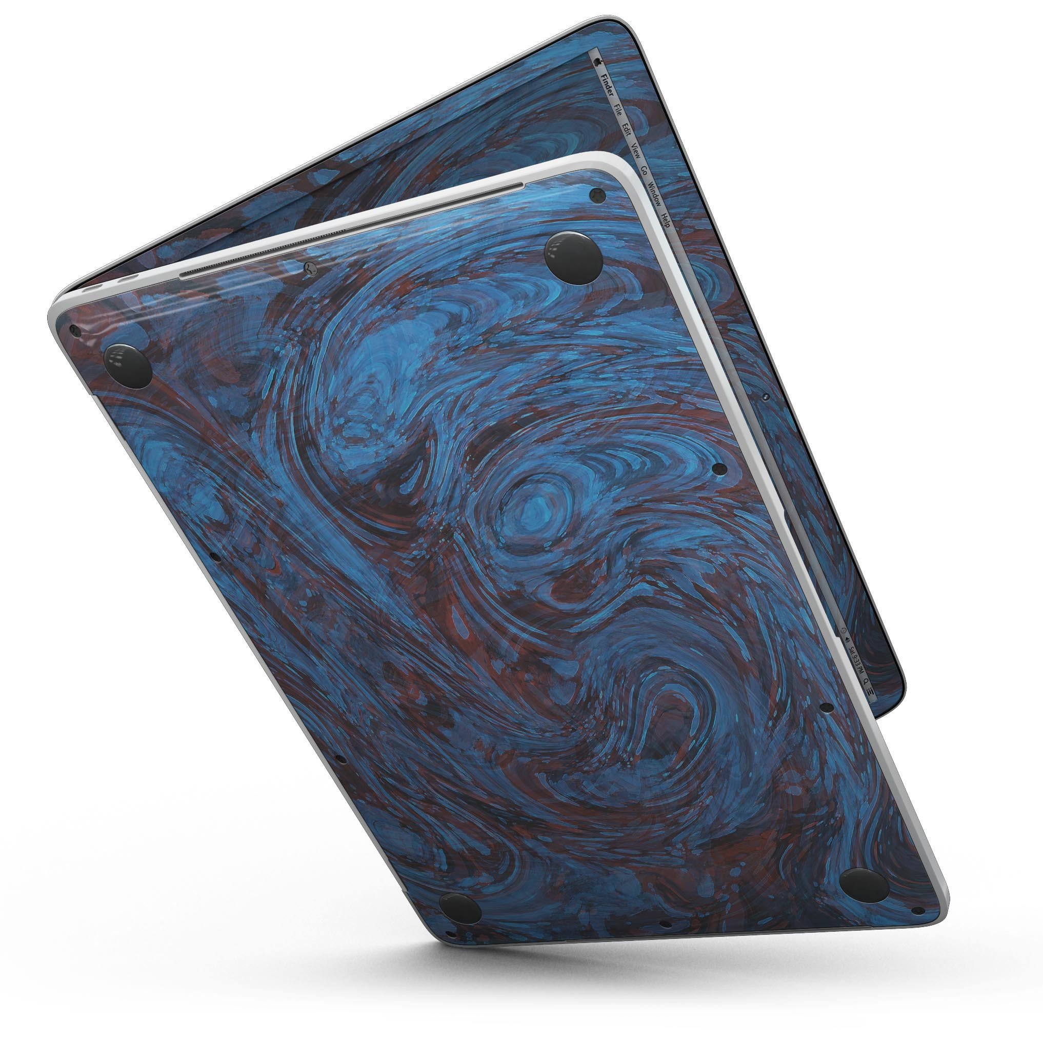 Blue Slate Marble Skin Kit for MacBook Pro with Touch Bar, showcasing a stylish marble design that fits perfectly on the device.