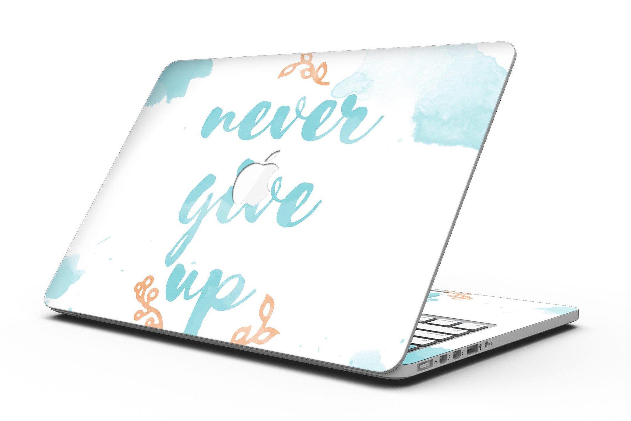 Blue Soft Never Give Up skin for MacBook Pro with Retina Display, showcasing a stylish design and premium vinyl material.