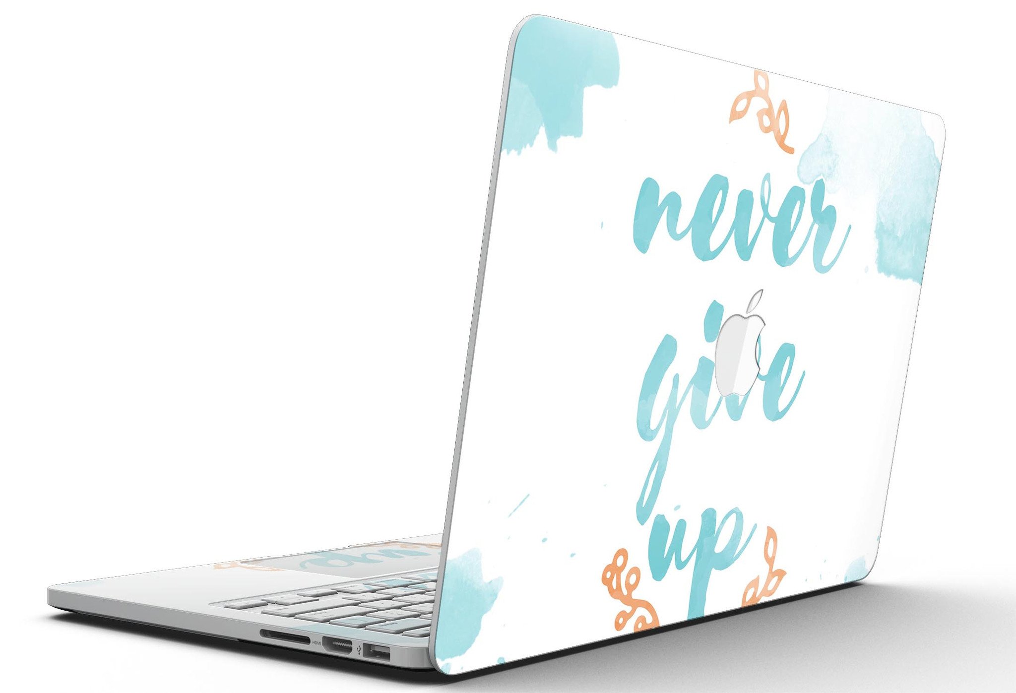 Blue Soft Never Give Up skin for MacBook Pro with Retina Display, showcasing a stylish design and premium vinyl material.