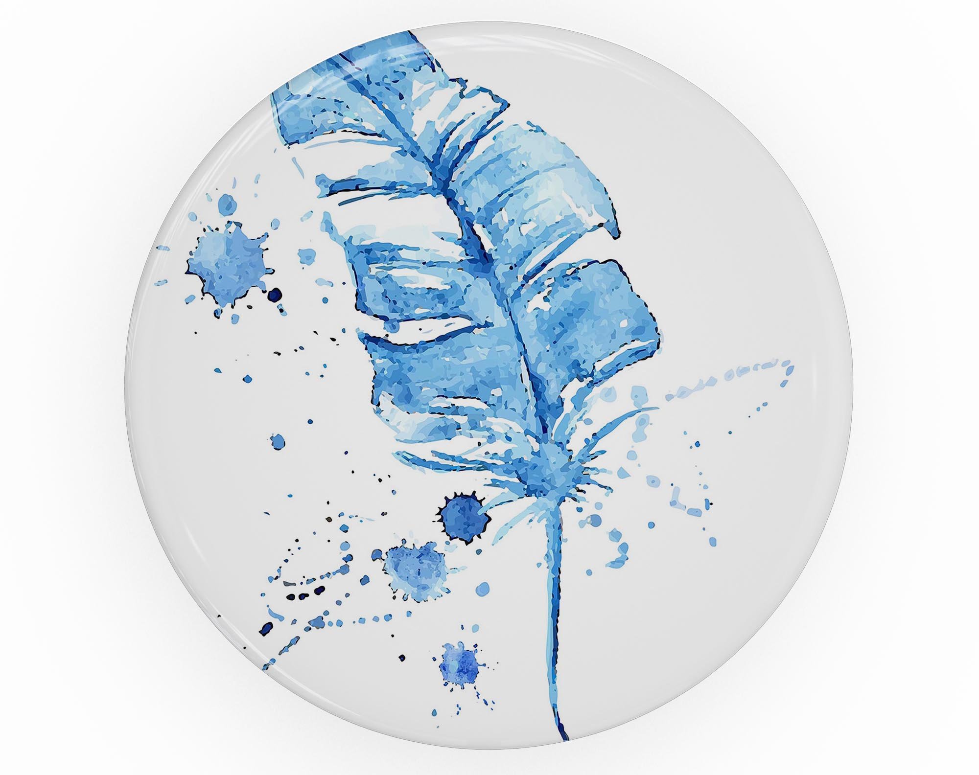 Blue Splatter Feather Skin Kit for PopSockets, showcasing vibrant blue splatter design on premium vinyl material.