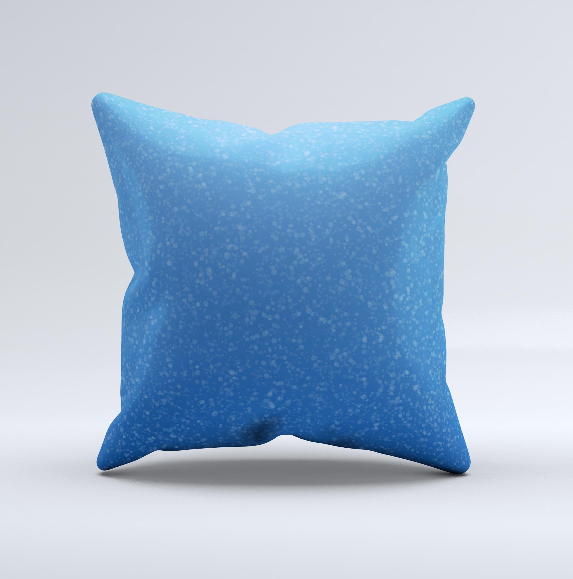 Blue decorative throw pillow with subtle speckles, handcrafted in Virginia, showcasing unique design and high-quality fabric.