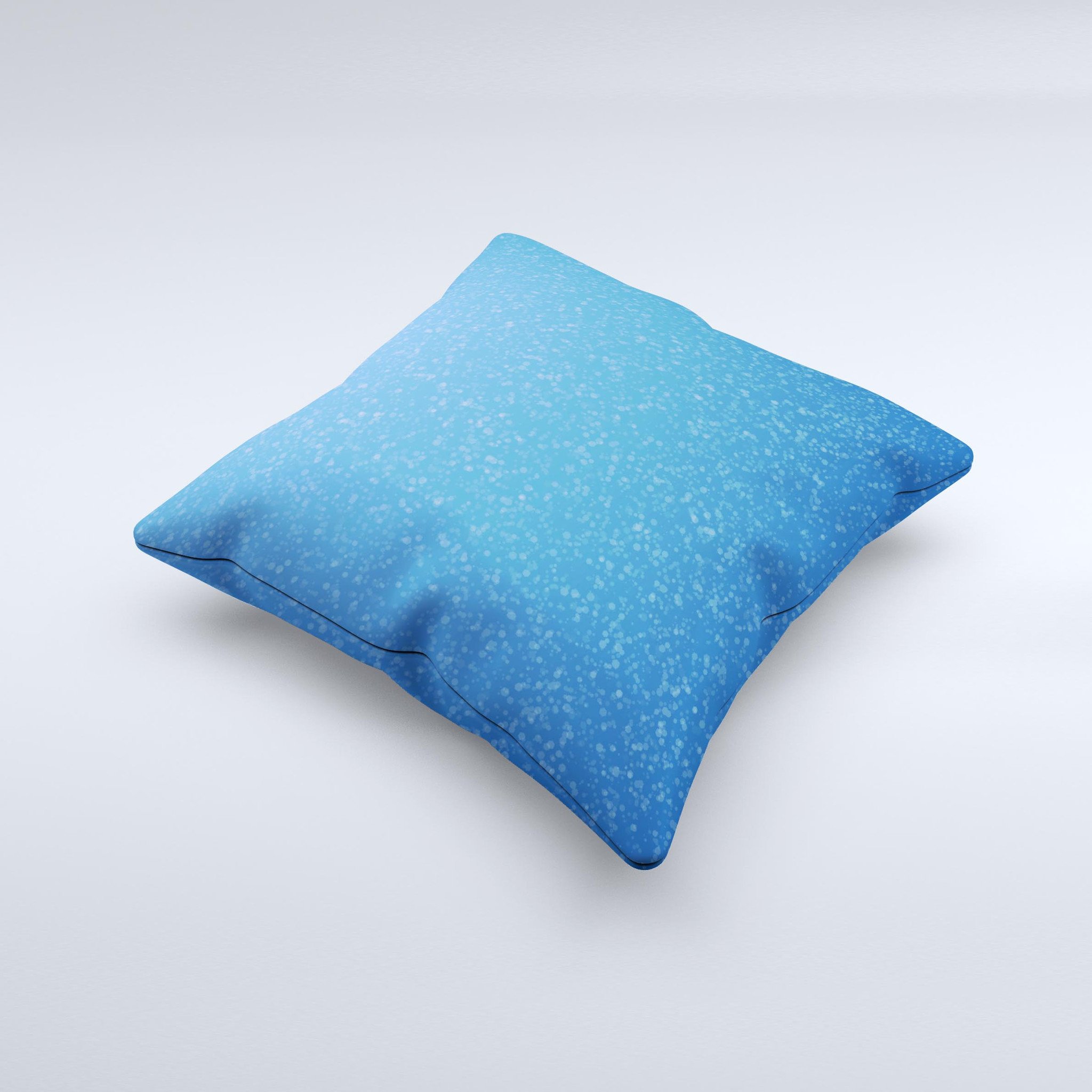 Blue decorative throw pillow with subtle speckles, handcrafted in Virginia, showcasing unique design and high-quality fabric.