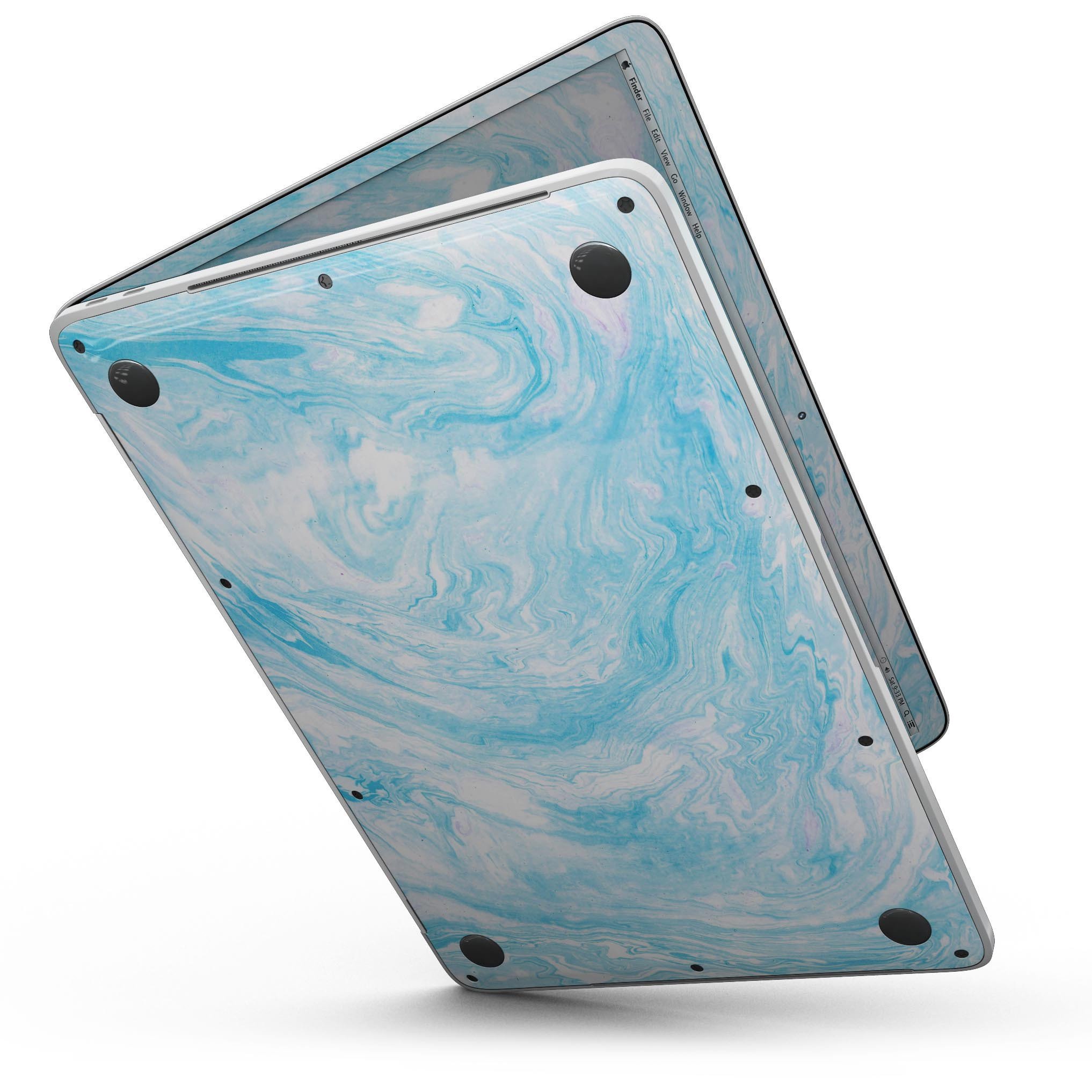 Blue Textured Marble Skin Kit for 13" MacBook Pro without Touch Bar, showcasing its stylish design and premium quality.