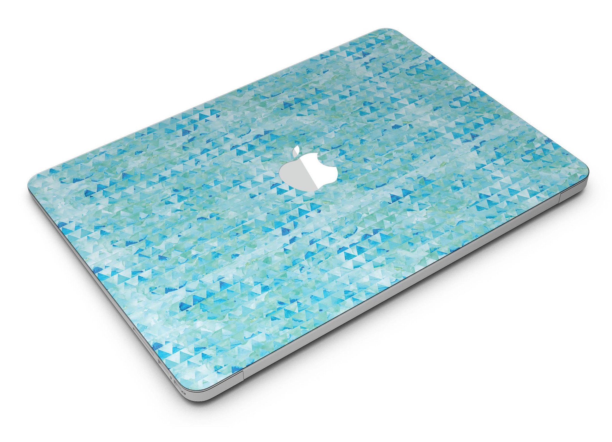 Blue Textured Triangle Pattern MacBook Air Skin Kit showcasing a stylish design and premium vinyl material.