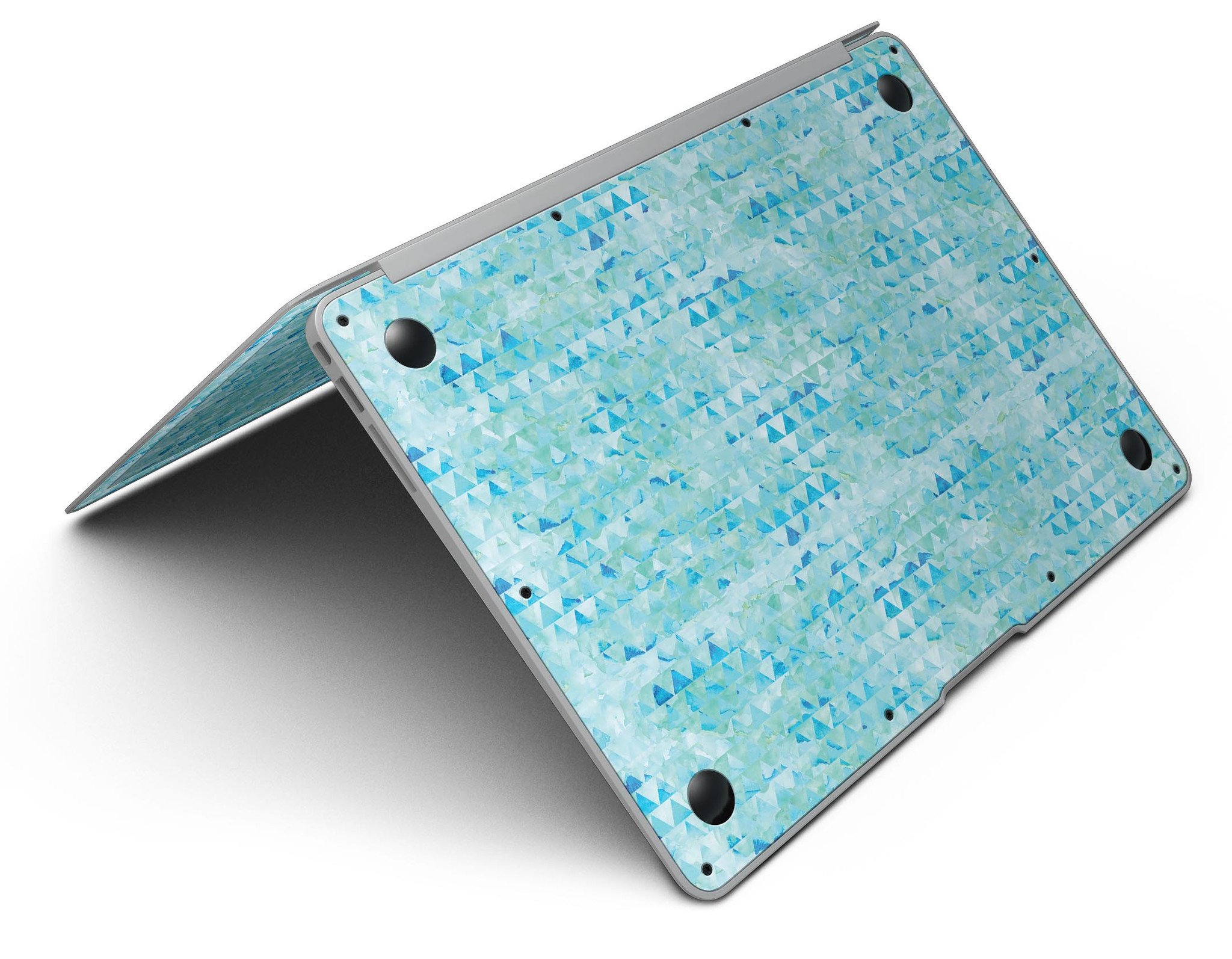 Blue Textured Triangle Pattern MacBook Air Skin Kit showcasing a stylish design and premium vinyl material.