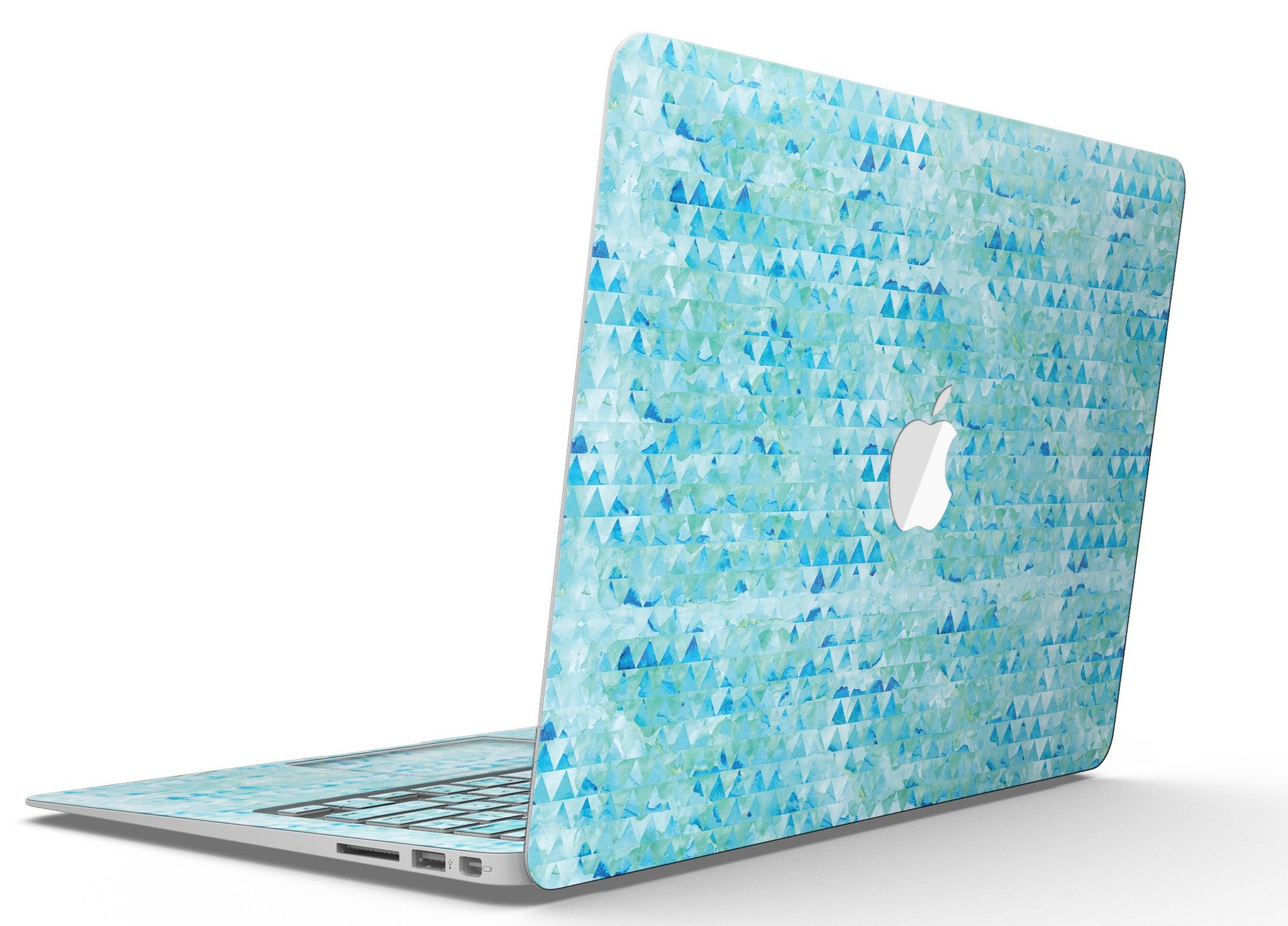 Blue Textured Triangle Pattern MacBook Air Skin Kit showcasing a stylish design and premium vinyl material.