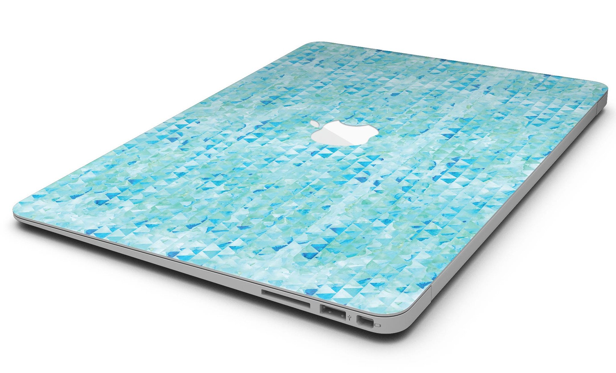 Blue Textured Triangle Pattern MacBook Air Skin Kit showcasing a stylish design and premium vinyl material.