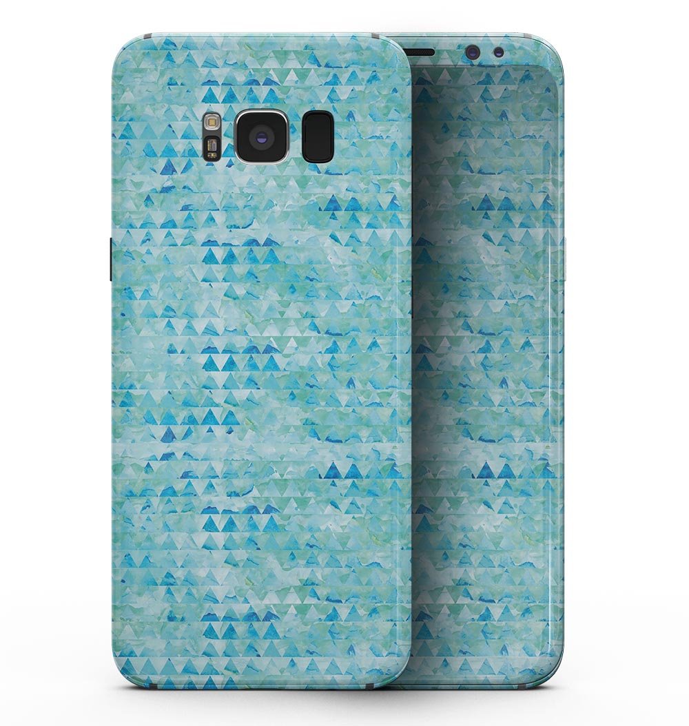 Blue Textured Triangle Pattern skin for Samsung Galaxy S8, showcasing a stylish design that protects the device.