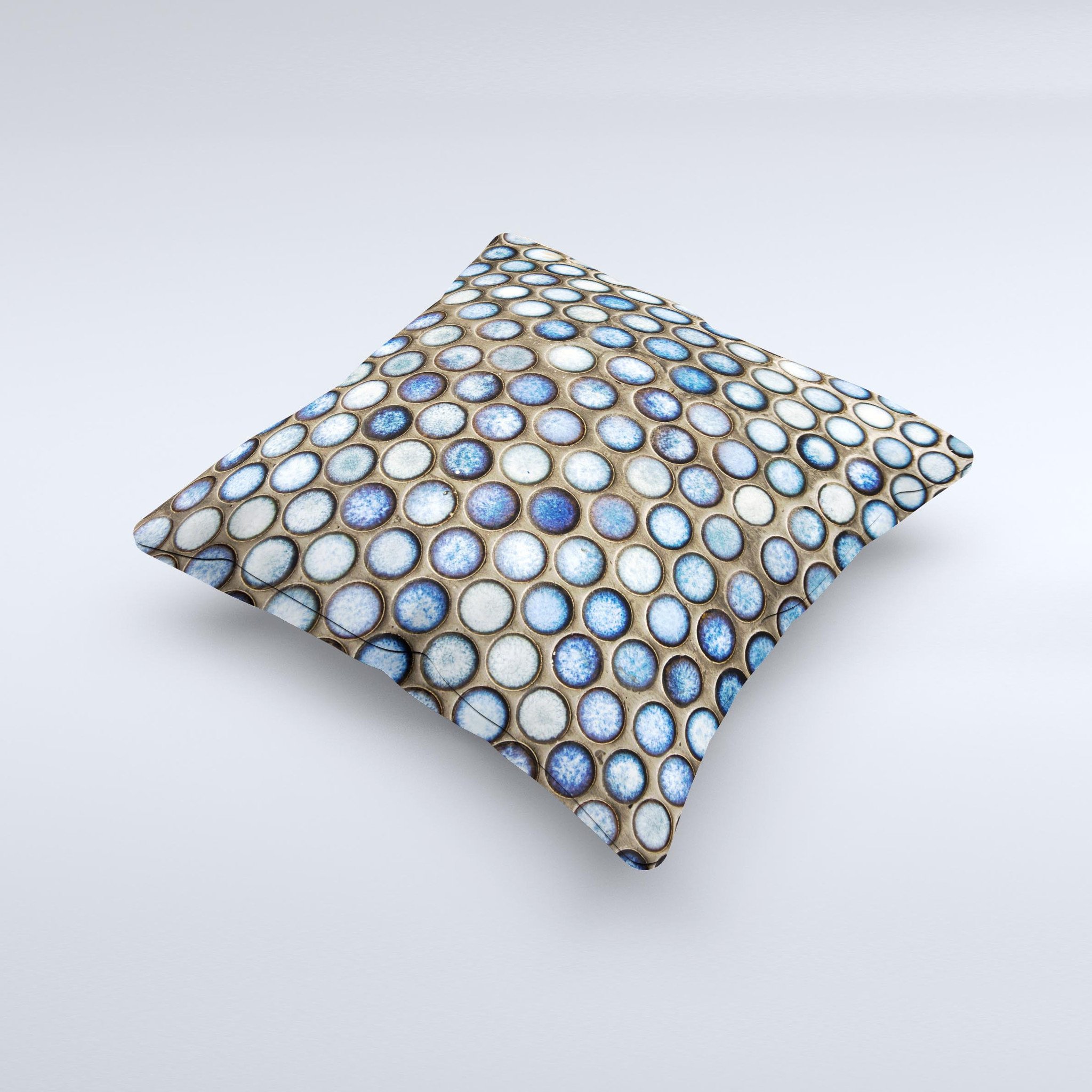 Blue Tiled Abstract Pattern Ink-Fuzed Decorative Throw Pillow showcasing intricate design and vibrant colors, perfect for home decor.