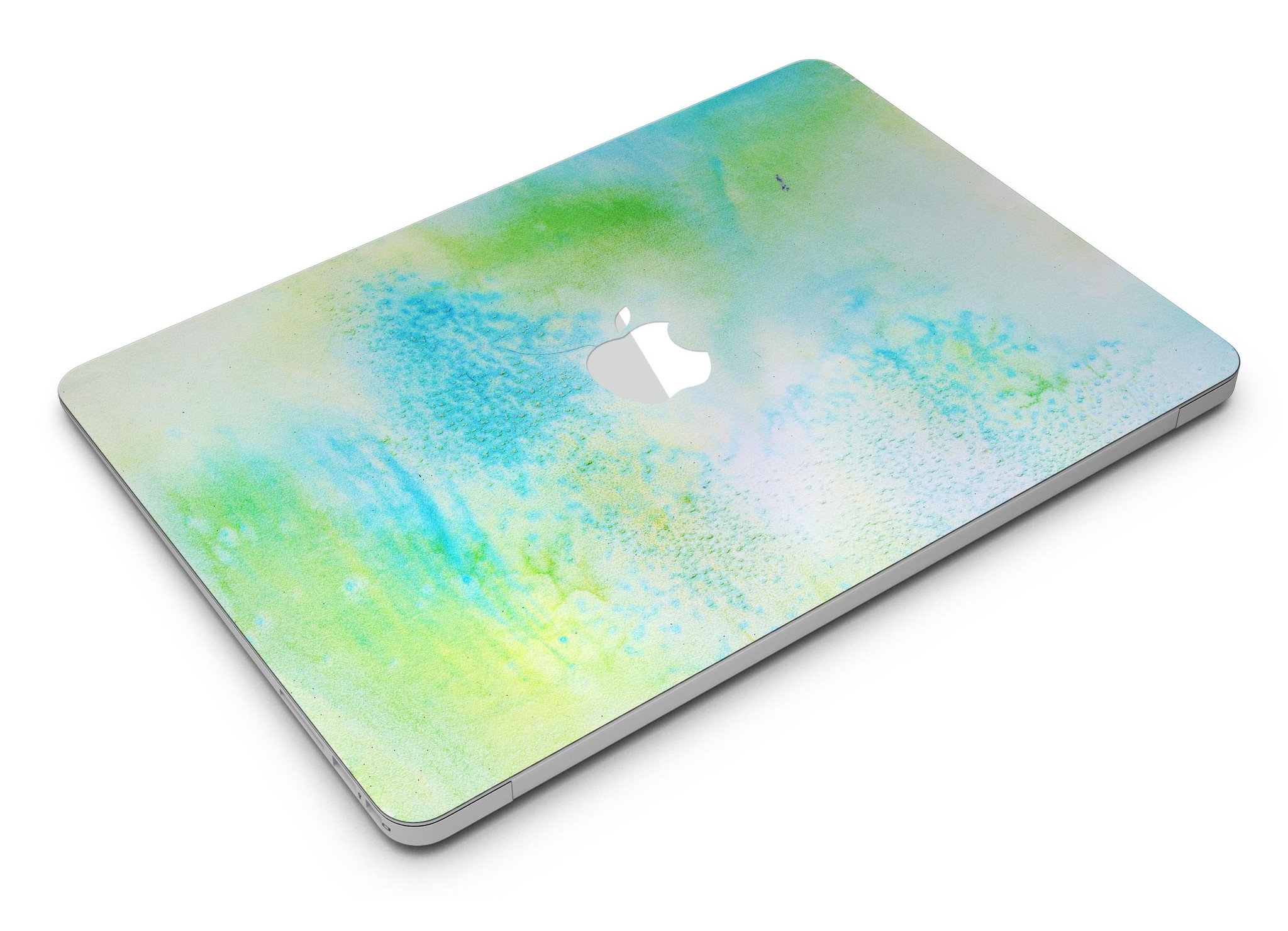 Blue to Green 4221 Absorbed Watercolor Texture skin applied to a MacBook Air, showcasing vibrant colors and sleek design.