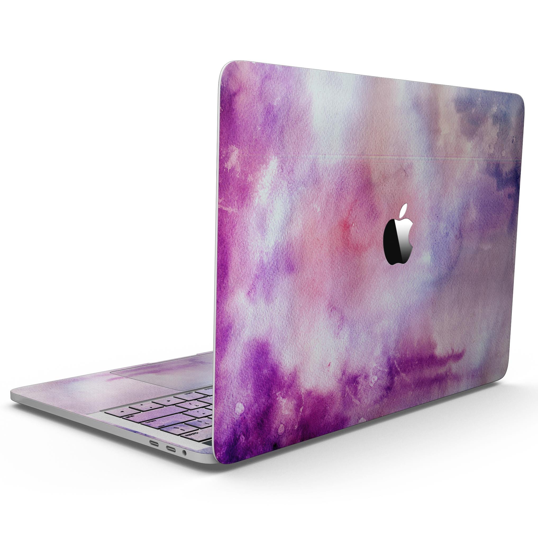 Blue to Purps Absorbed Watercolor Texture skin for MacBook Pro with Touch Bar, showcasing vibrant colors and a sleek design.