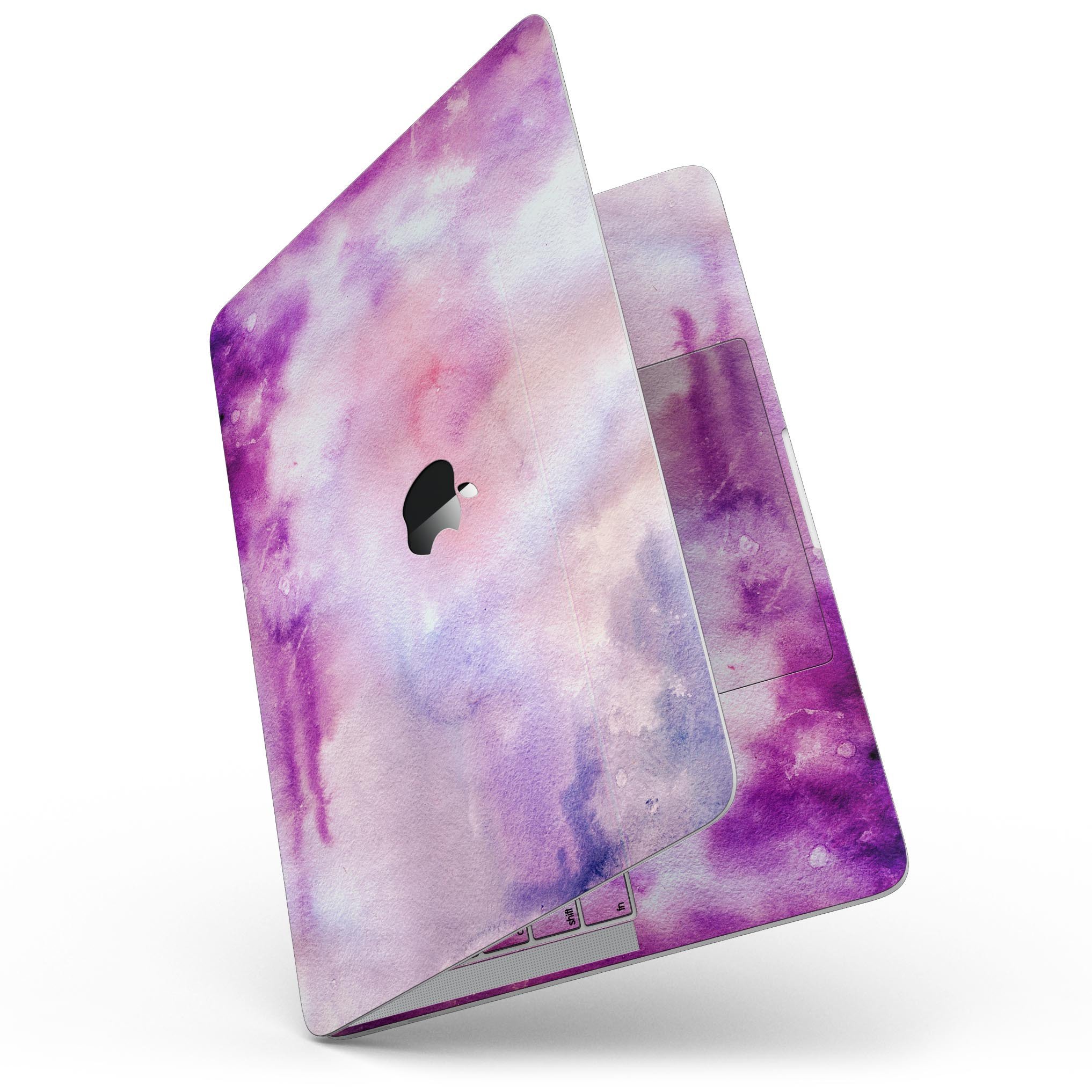 Blue to Purps Absorbed Watercolor Texture skin for MacBook Pro with Touch Bar, showcasing vibrant colors and a sleek design.