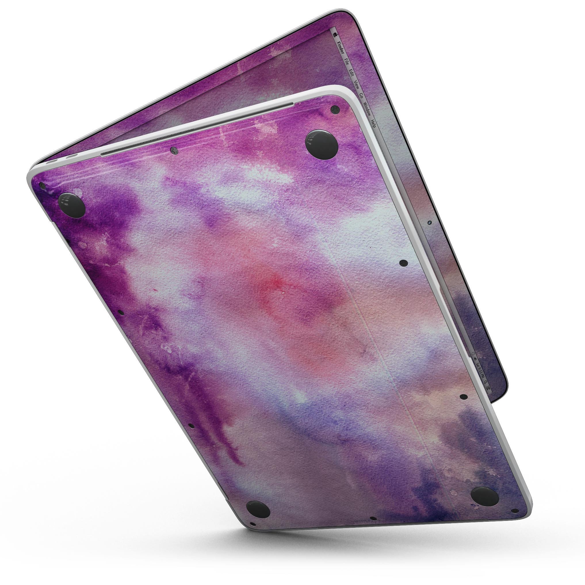 Blue to Purps Absorbed Watercolor Texture skin for MacBook Pro with Touch Bar, showcasing vibrant colors and a sleek design.