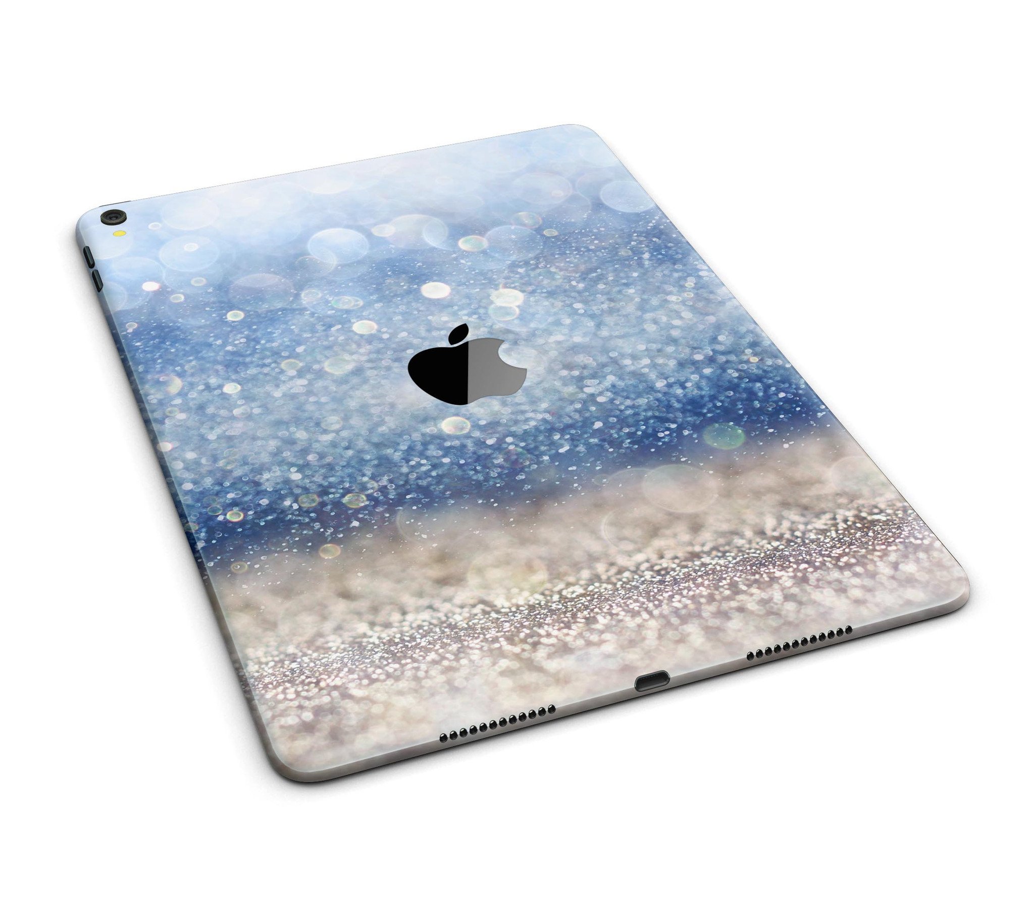 Blue Unfocused Silver Sparkle Full Body Skin for iPad Pro, showcasing its vibrant design and premium vinyl material.