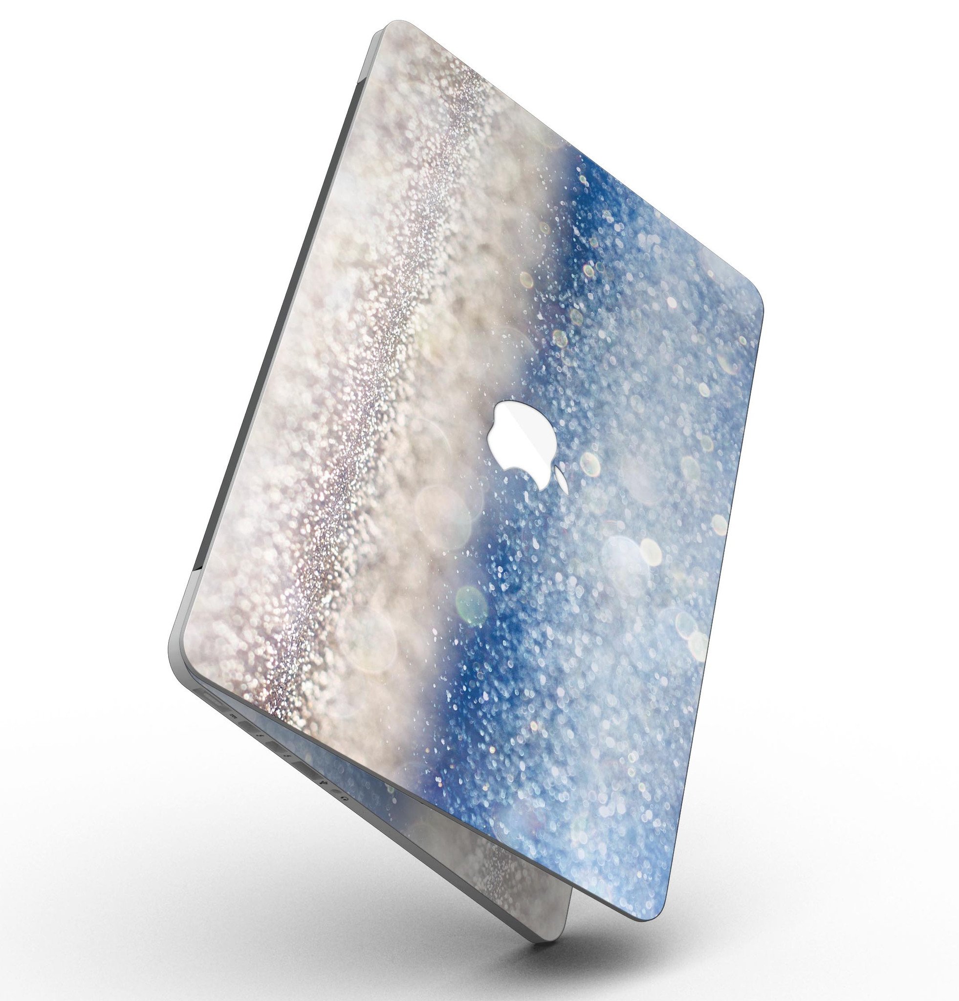 Blue Unfocused Silver Sparkle skin for MacBook Pro with Retina Display, showcasing a stylish design that protects the device.