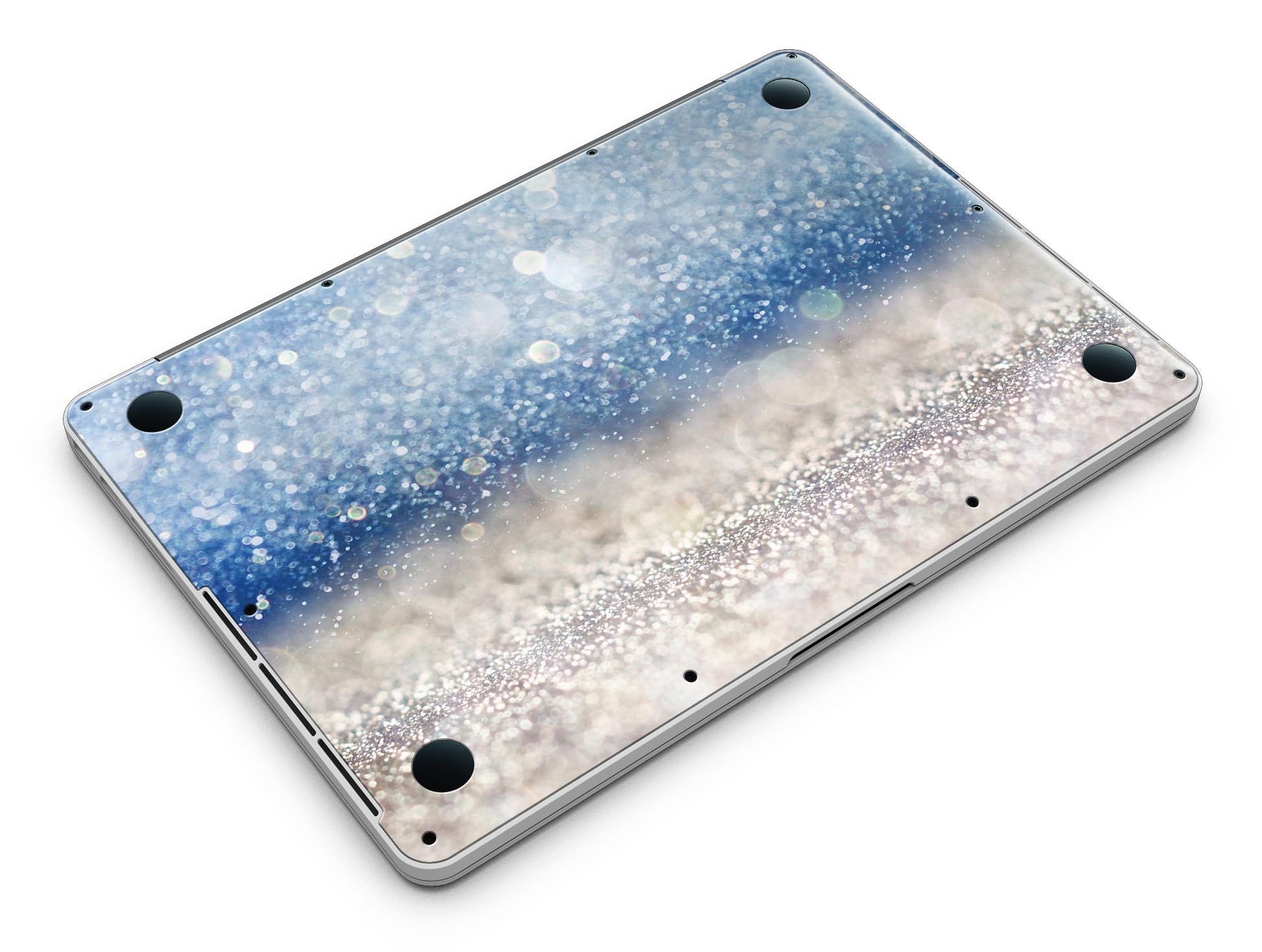 Blue Unfocused Silver Sparkle skin for MacBook Pro with Retina Display, showcasing a stylish design that protects the device.