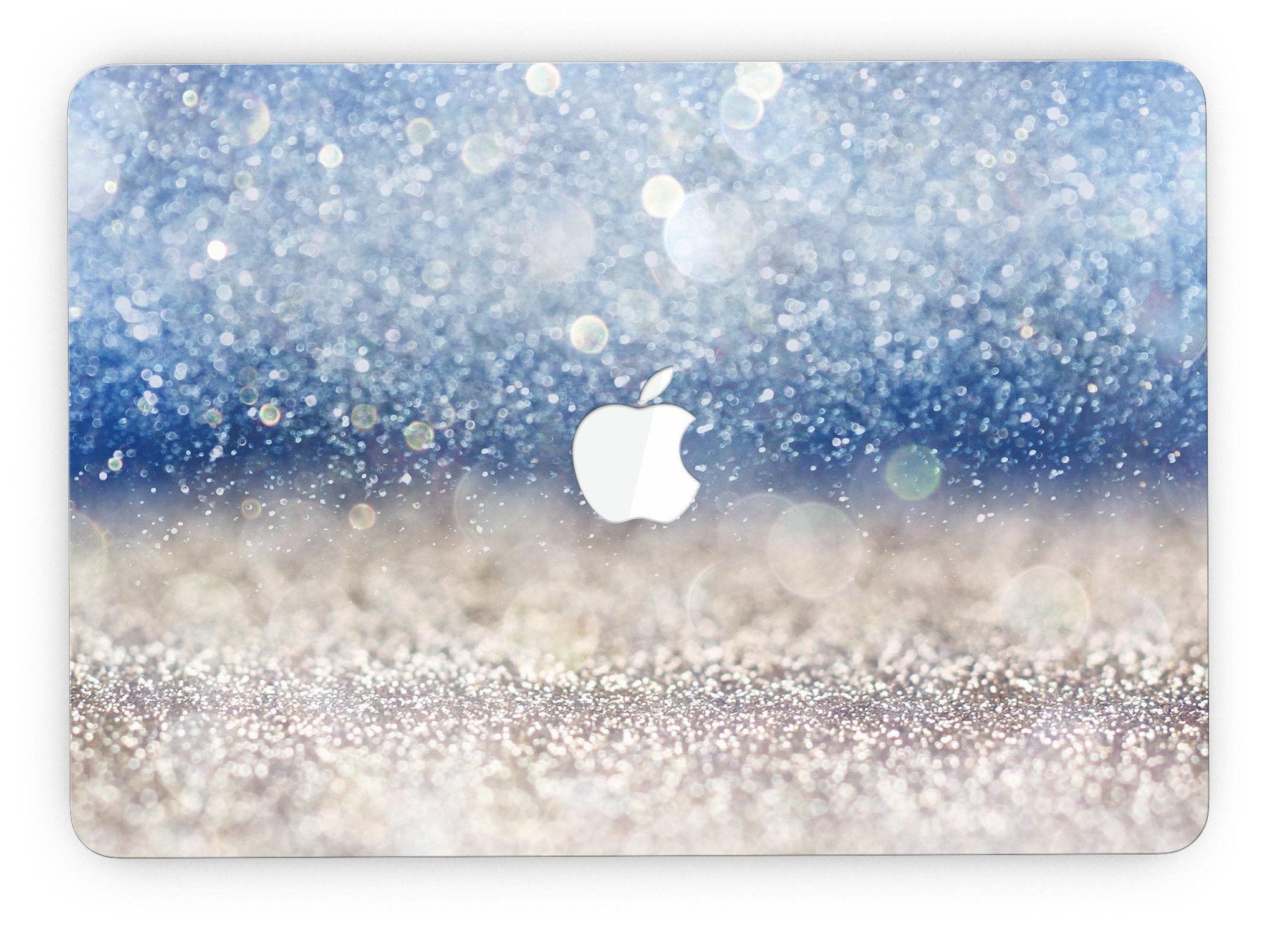 Blue Unfocused Silver Sparkle skin for MacBook Pro with Retina Display, showcasing a stylish design that protects the device.