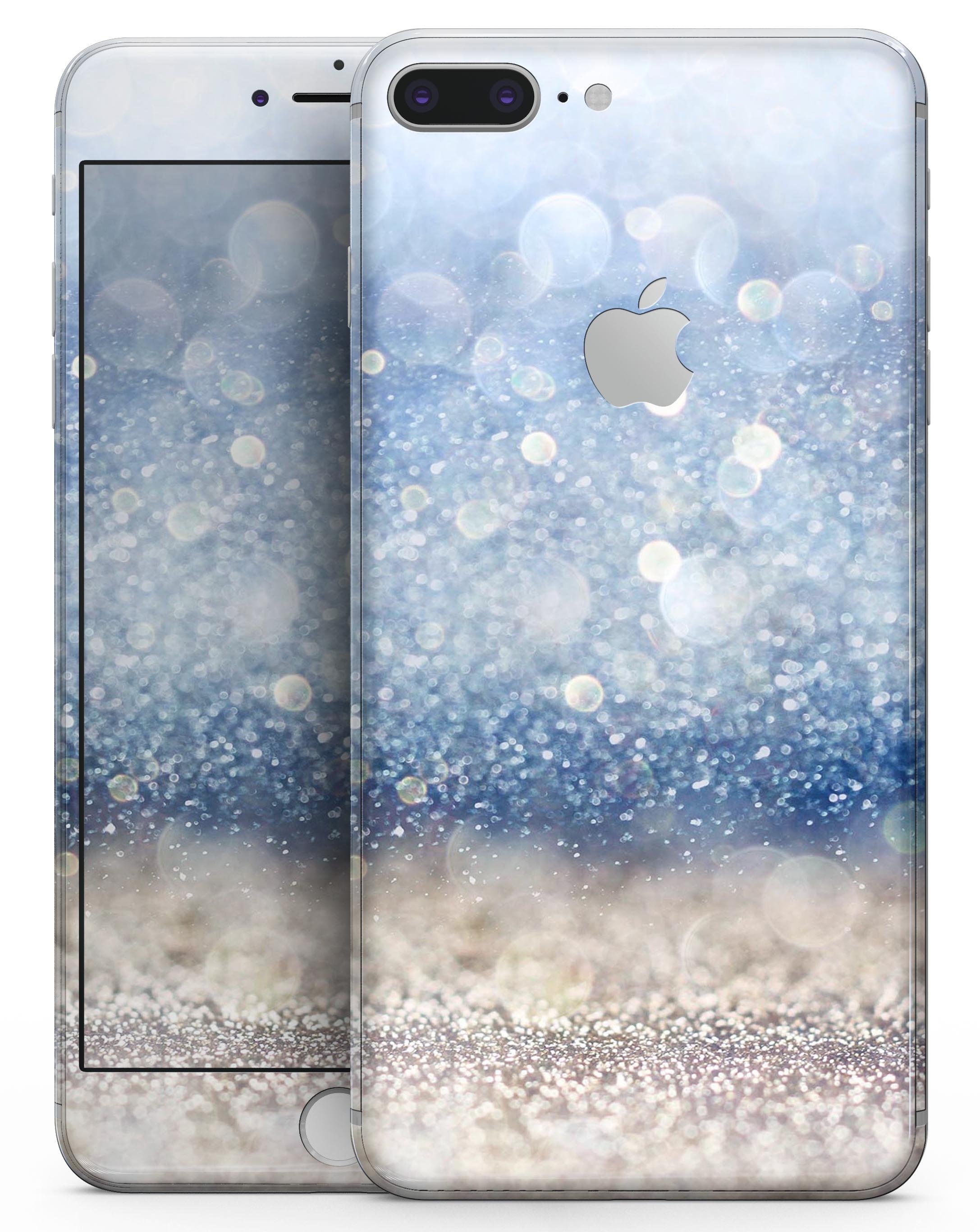 Blue Unfocused Silver Sparkle skin for iPhone 8 and 8 Plus, showcasing a stylish design with a shimmering effect.