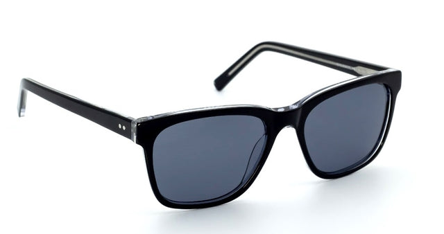 BLUE VALENS BVS004 COL1 full-rimmed square glasses in black acetate, suitable for unisex wear.