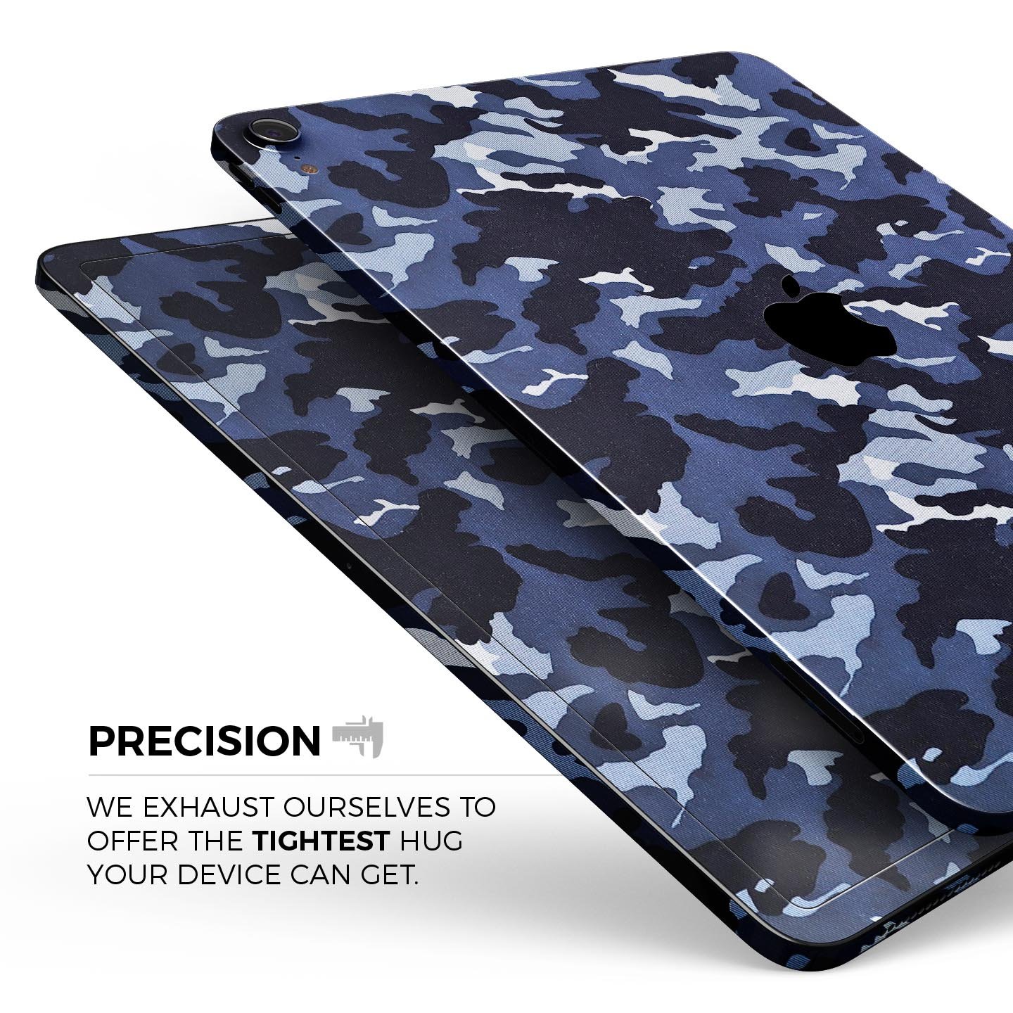 Blue Vector Camo full body skin decal for Apple iPad Pro 12.9", showcasing a stylish camo design with premium finish.