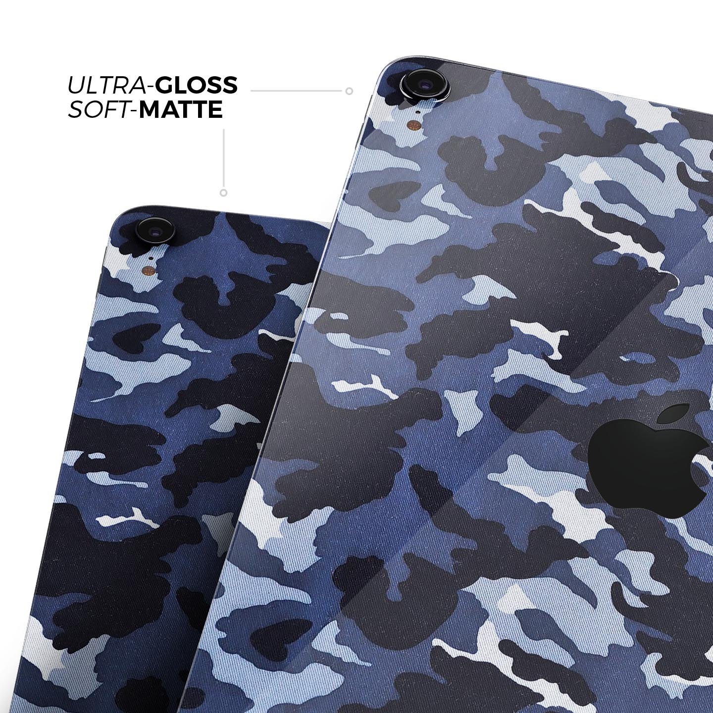 Blue Vector Camo full body skin decal for Apple iPad Pro 12.9", showcasing a stylish camo design with premium finish.