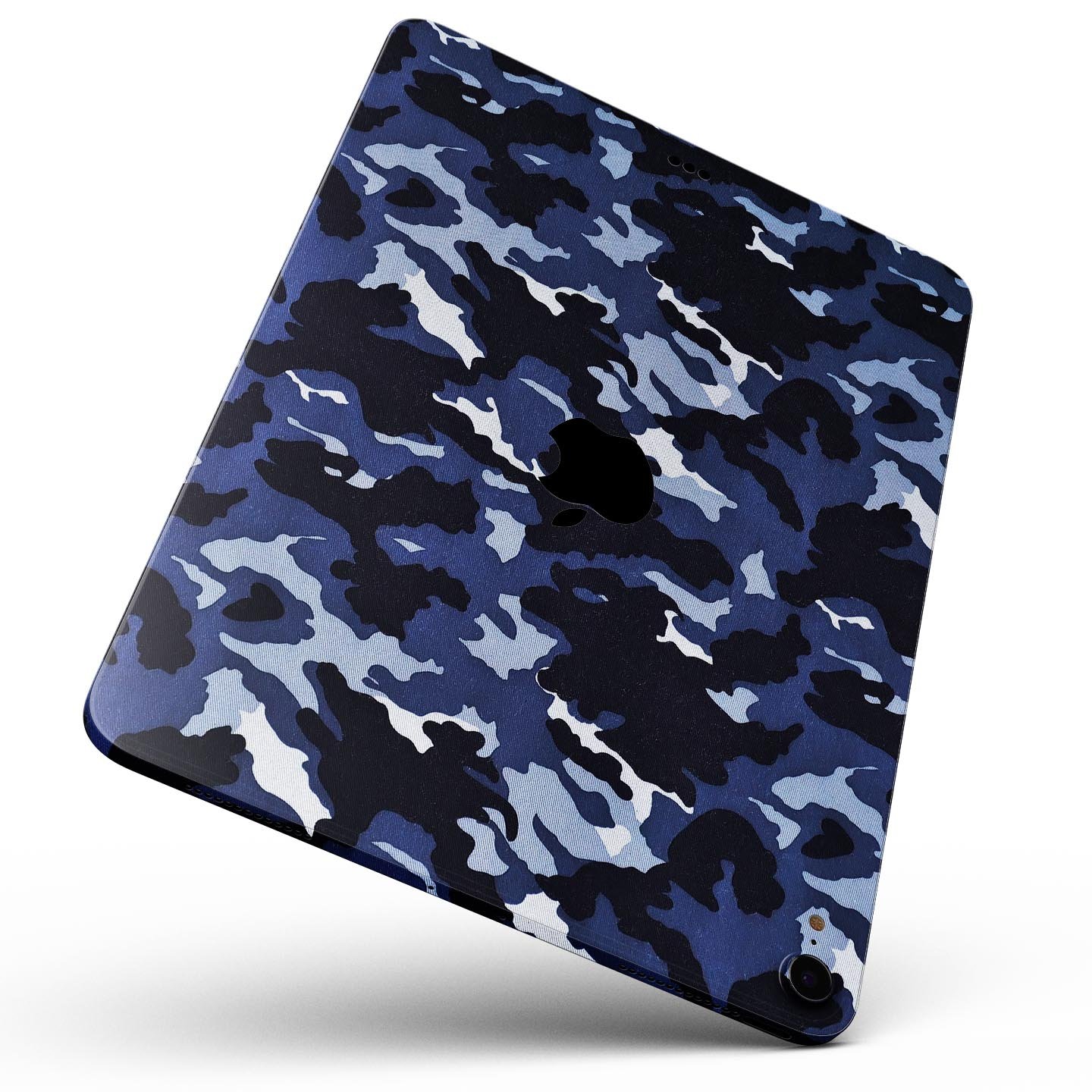 Blue Vector Camo full body skin decal for Apple iPad Pro 12.9", showcasing a stylish camo design with premium finish.