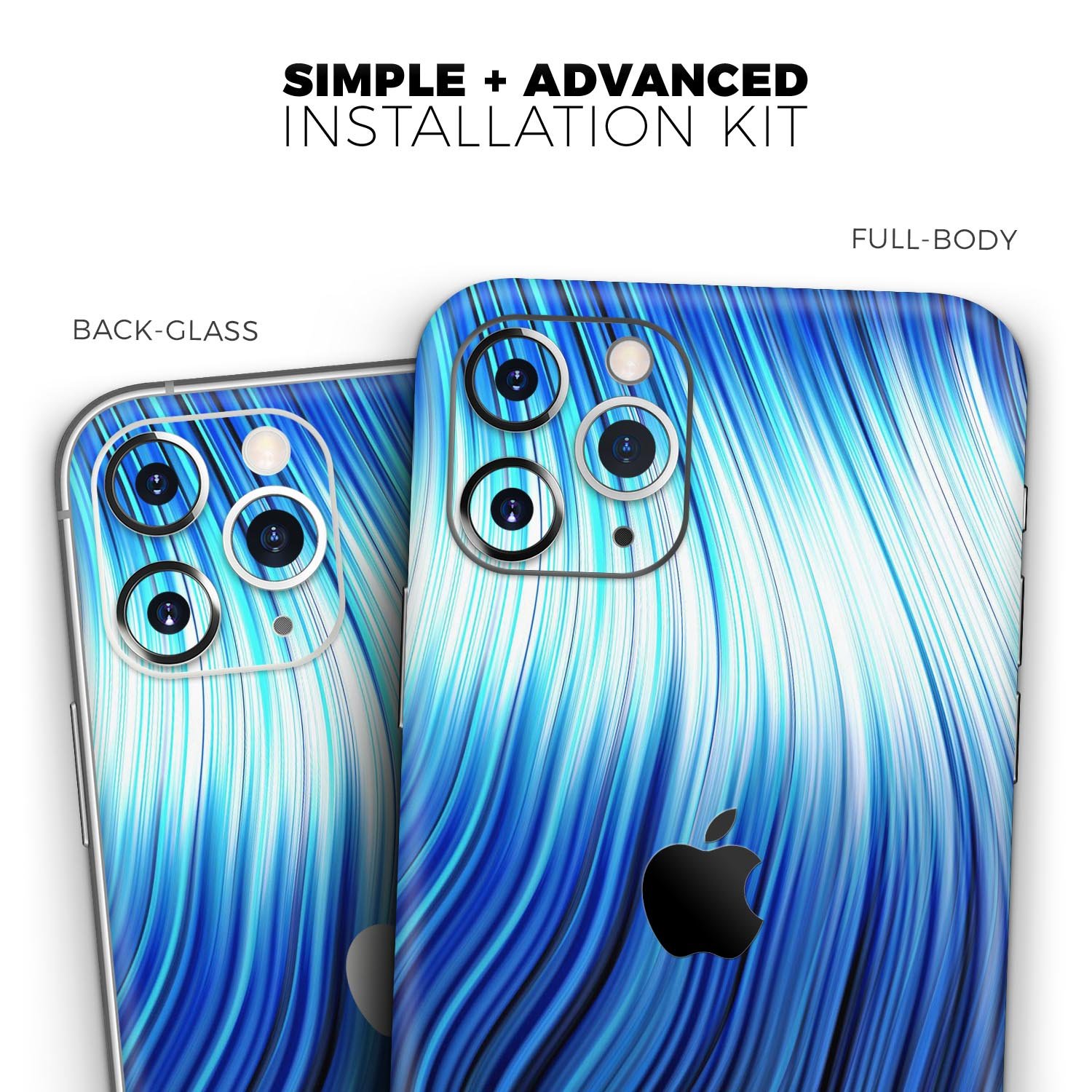 Blue Vector Swirly HD Strands skin for Apple iPhone, showcasing vibrant colors and unique design.